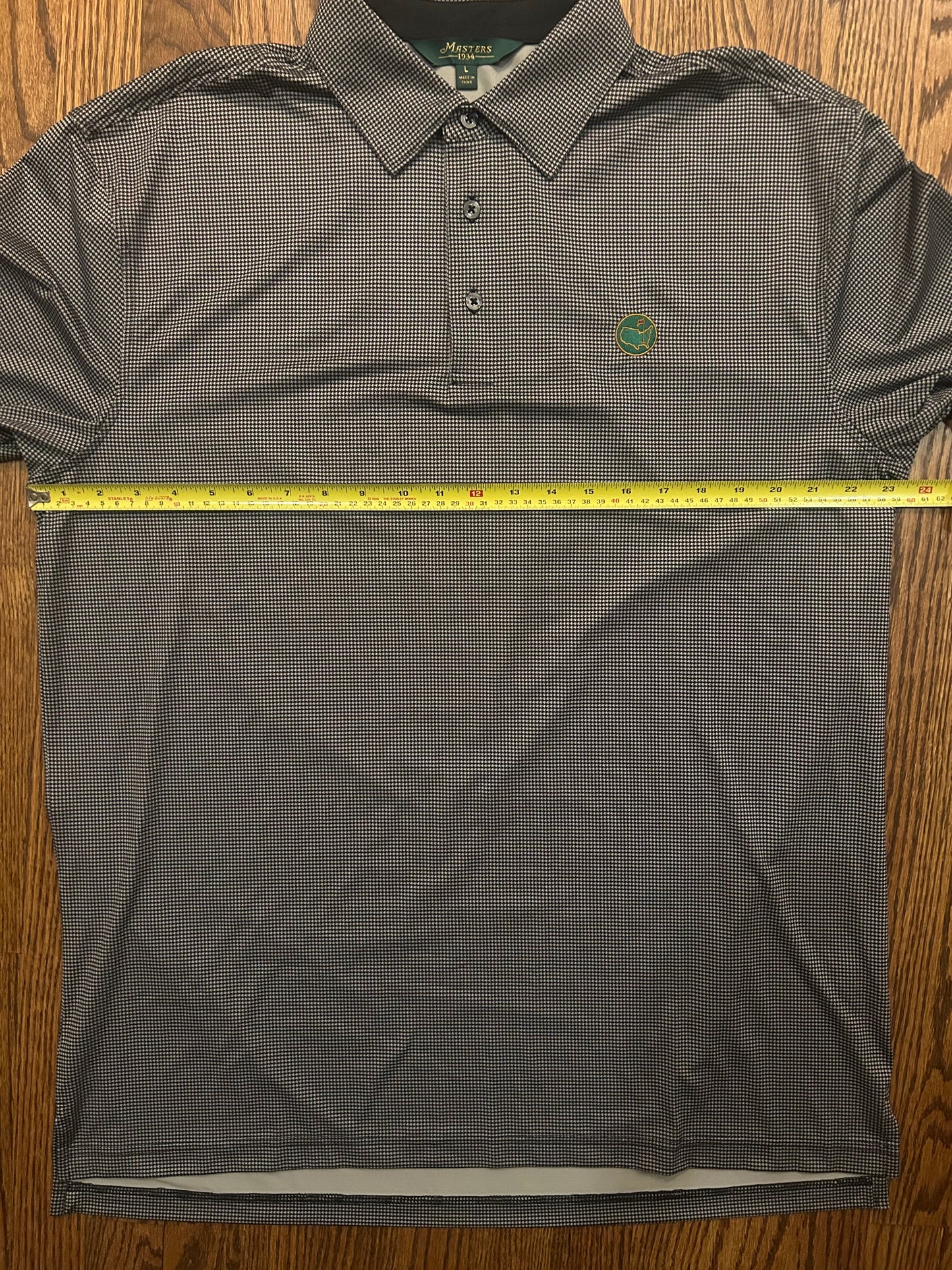 Men’s Large Masters 1934 Berckmans Place Gray Houndstooth Performance Golf Polo