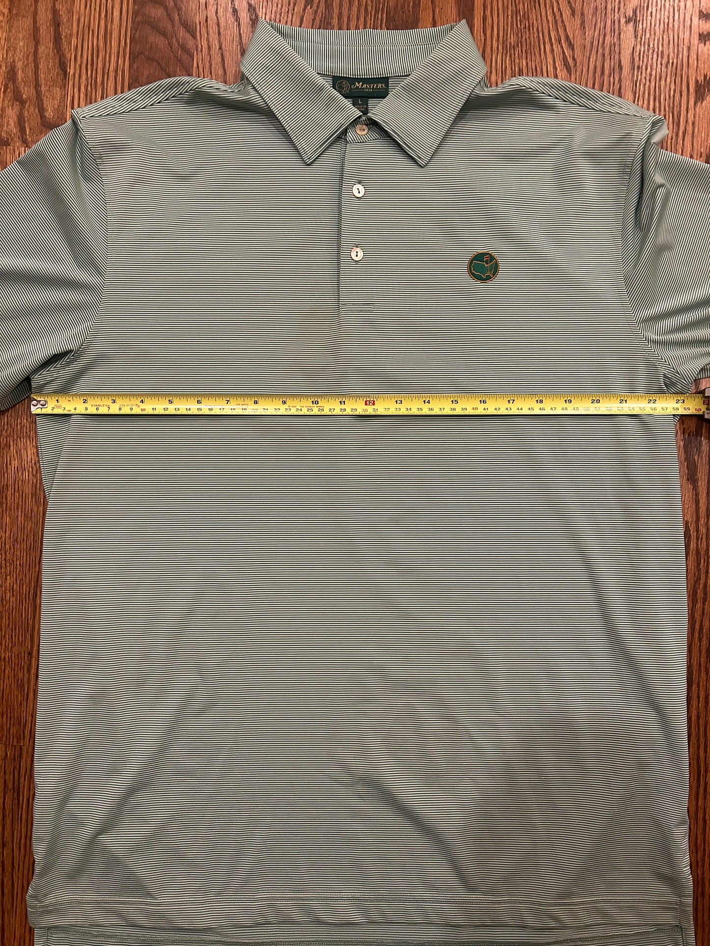 Men’s Large Masters 1934 Berckmans Place Green Striped Golf Polo