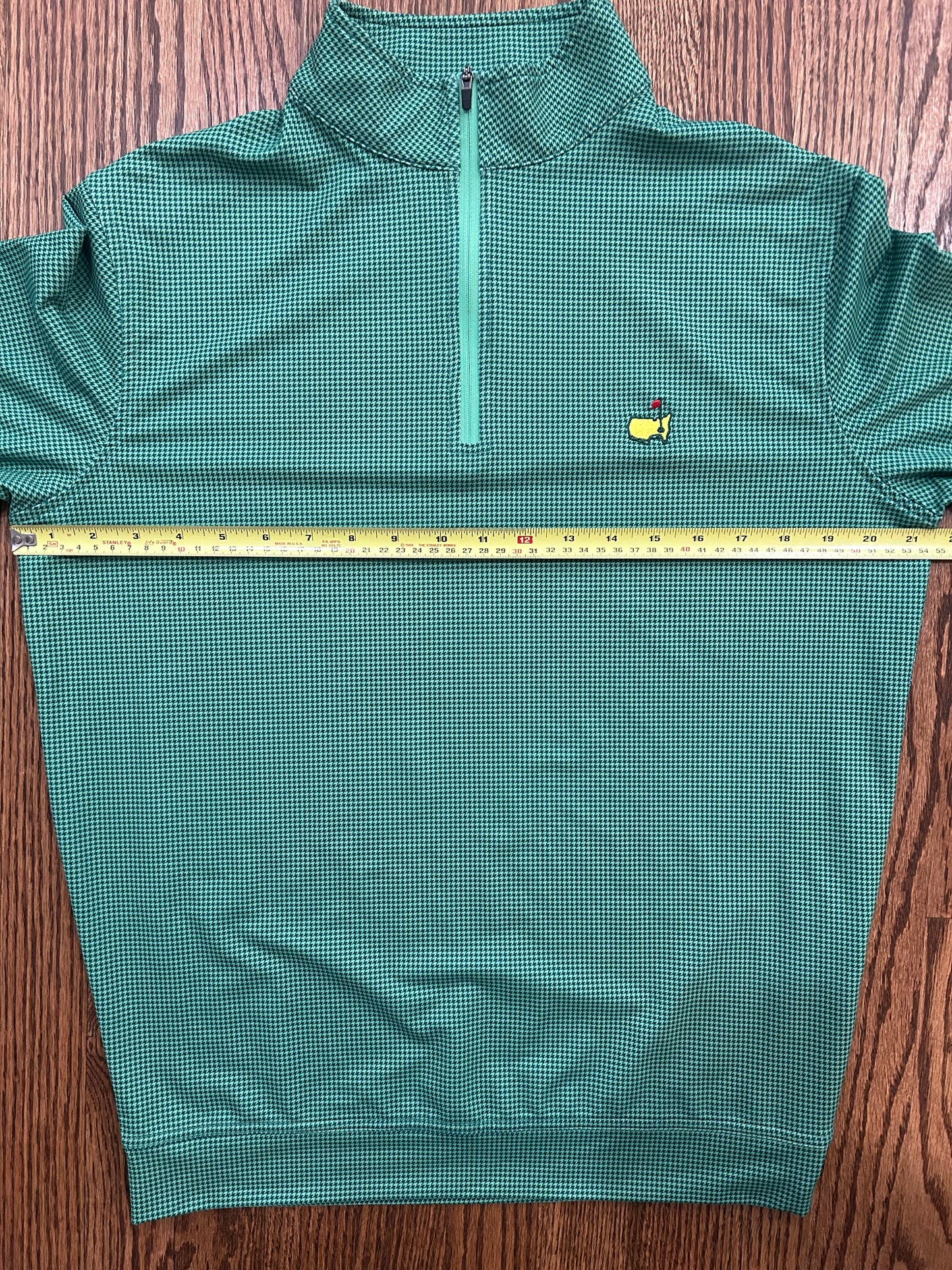 Men’s Small Masters Peter Millar Green Houndstooth Quarter Zip