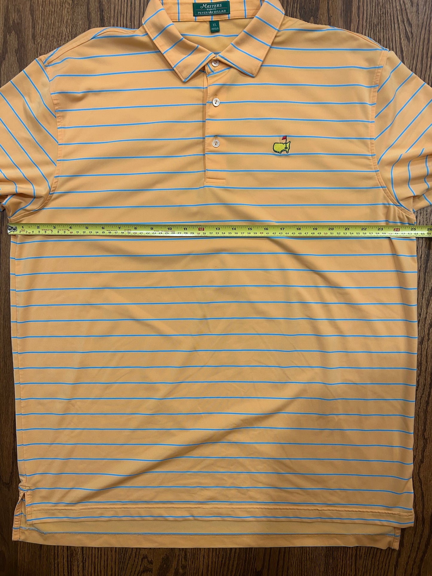 Men’s Large Masters Peter Millar Orange Striped Polo