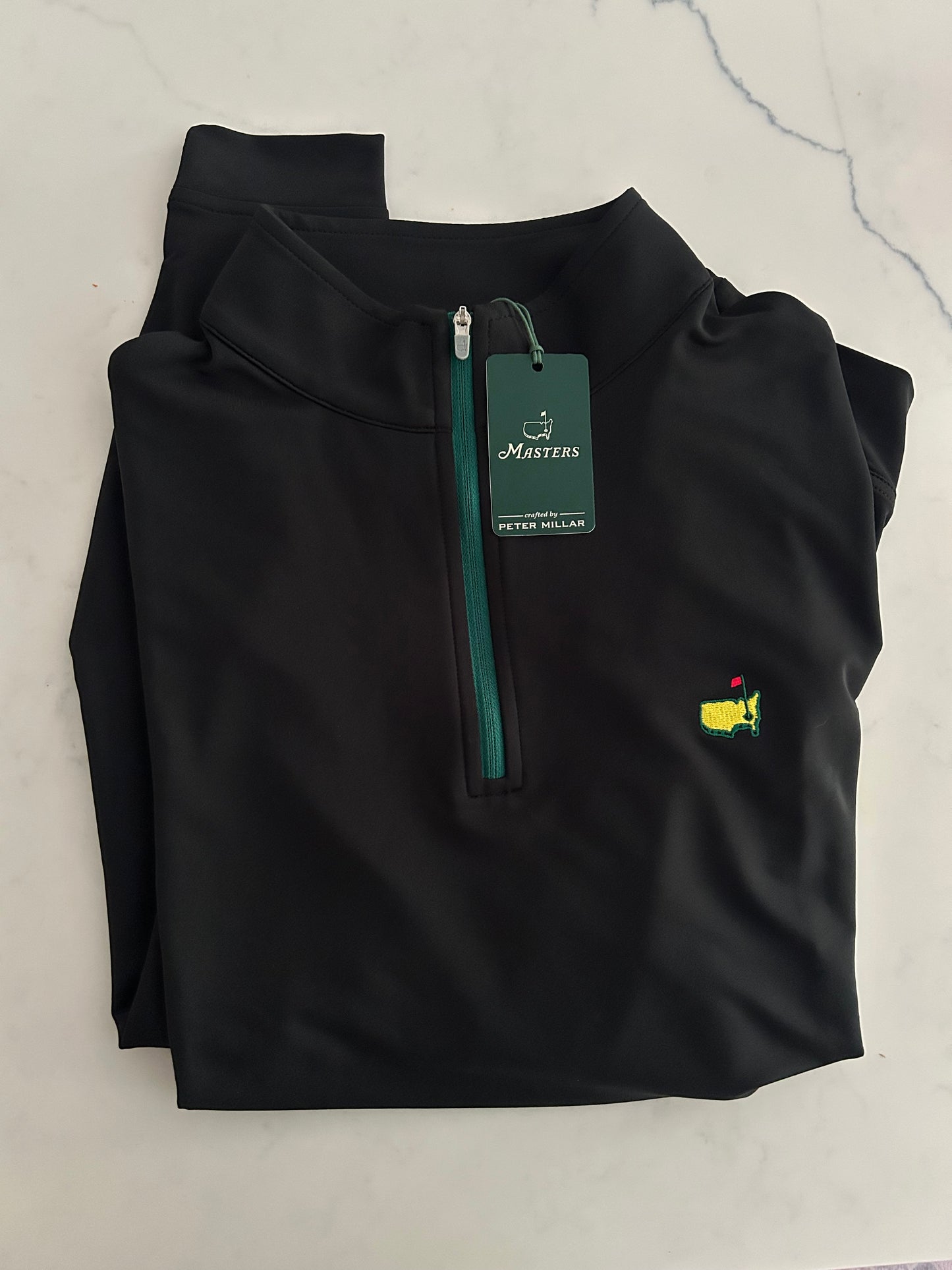 Men’s Medium Masters Peter Millar Black Performance Quarter Zip angc