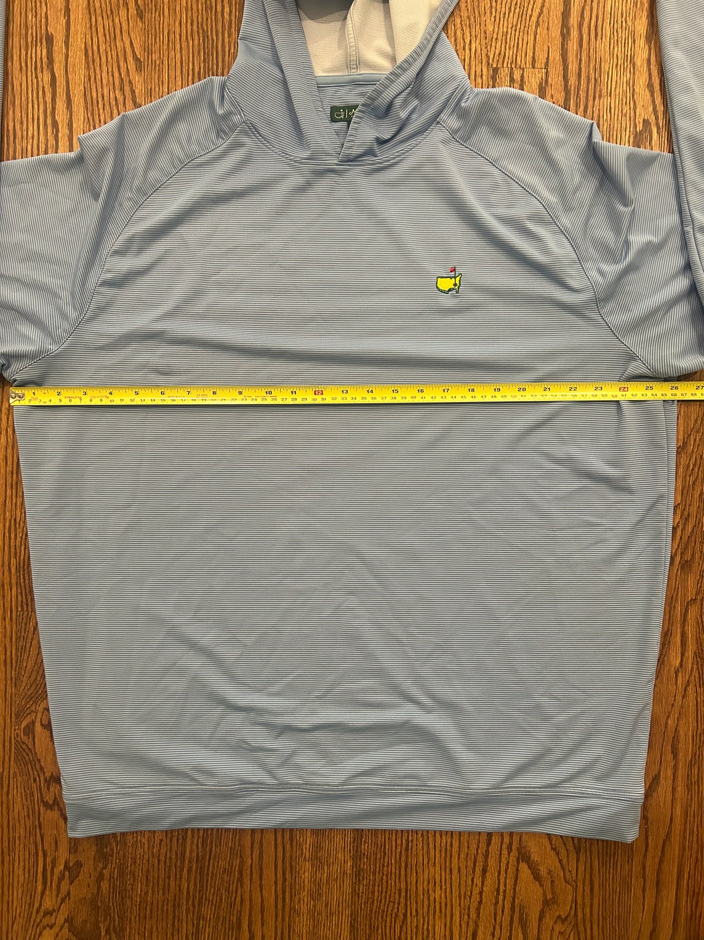 Men’s XL Masters Peter Millar Blue Striped Performance Golf Hoodie