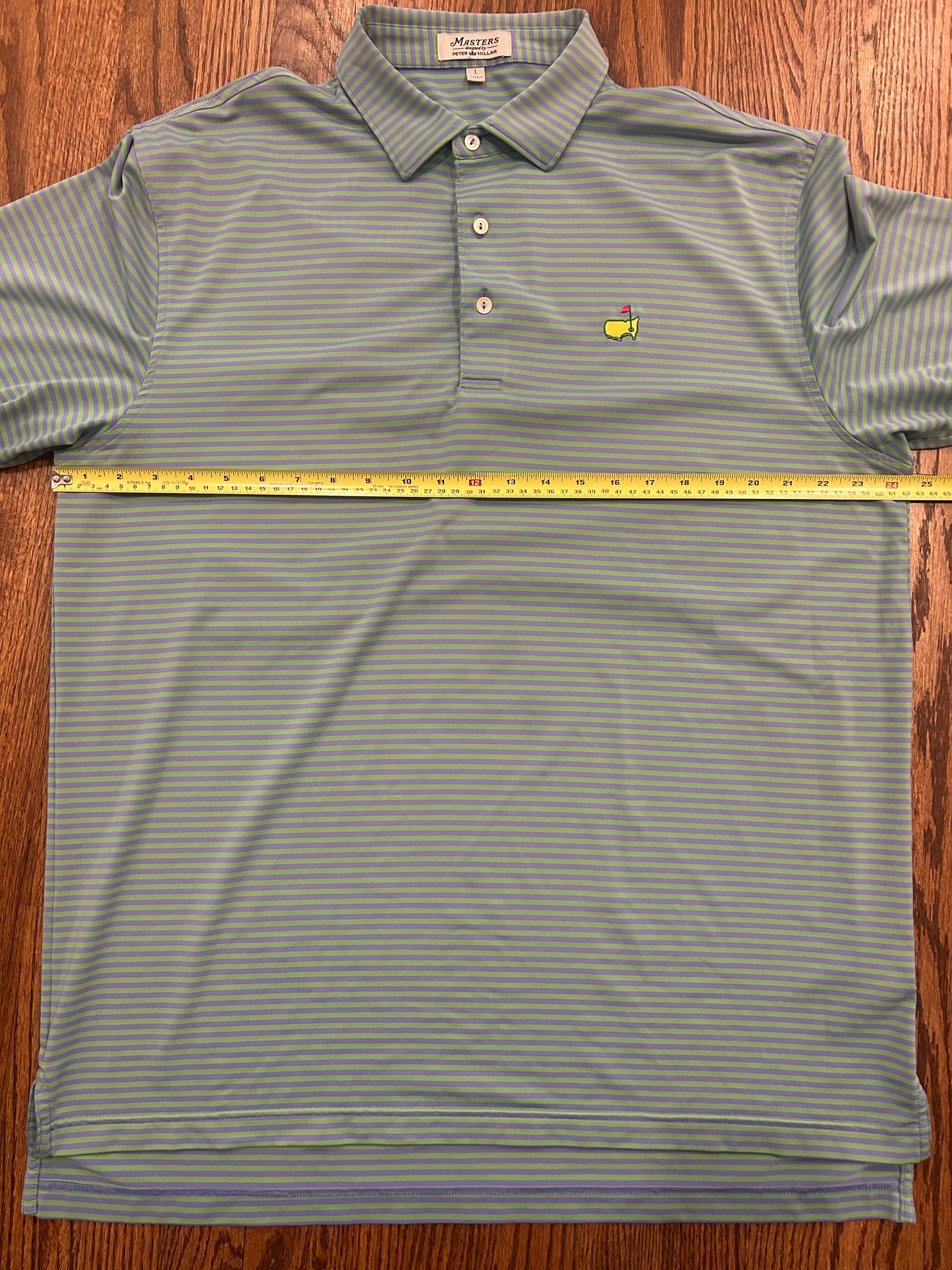 Men’s Large Masters Peter Millar Green Striped Polo Augusta National