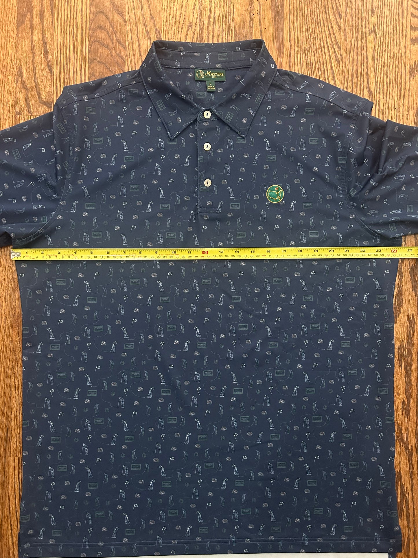Men’s Large Masters 1934 Berckmans Place Navy Blue Graphic Performance Golf Polo