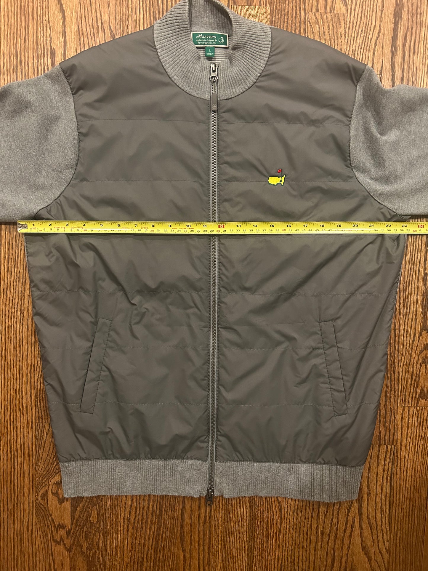 Men’s Large Masters Peter Millar Gray Full Zip Golf Sweater Augusta National