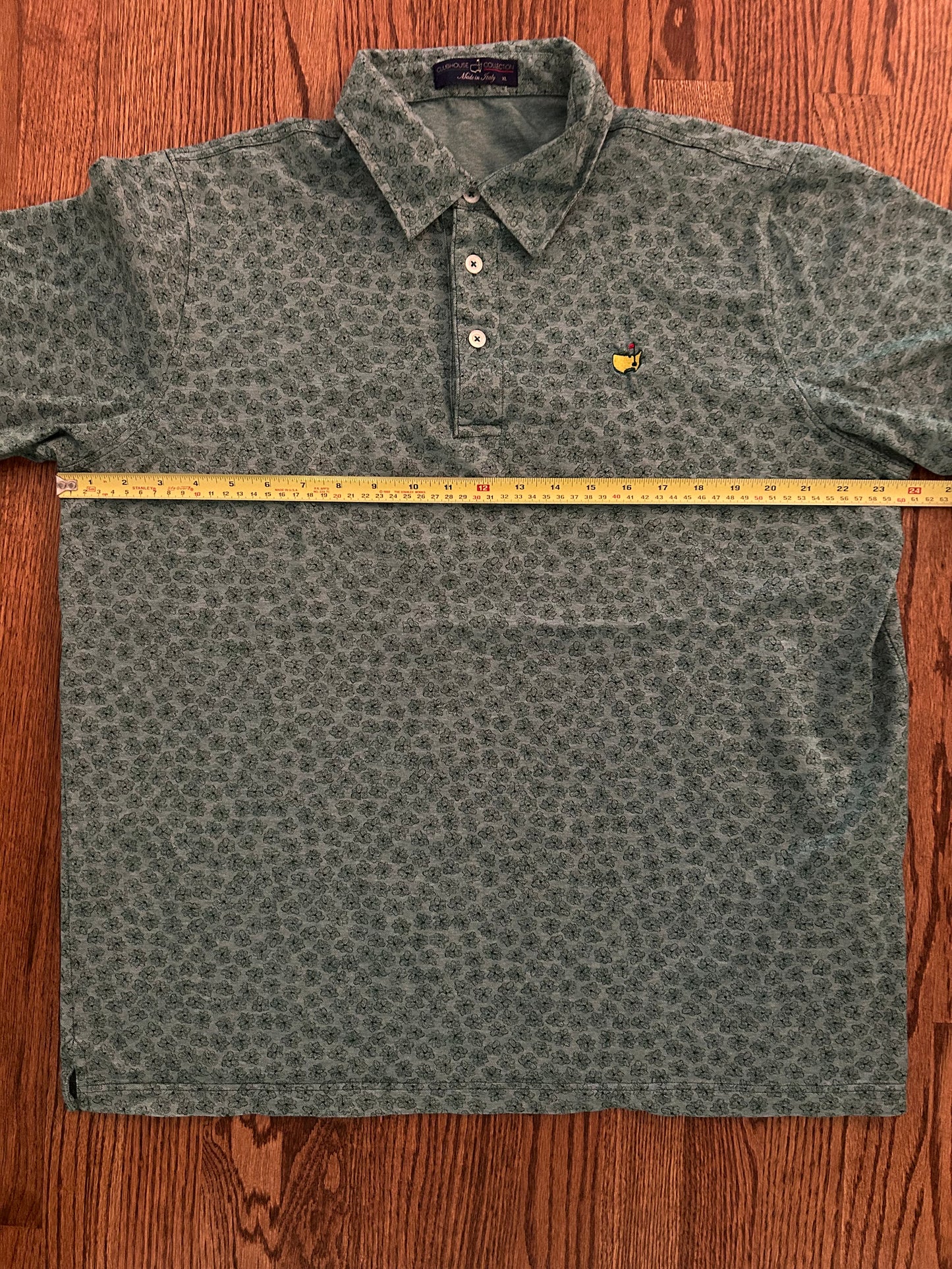 Men’s XL Masters Clubhouse Collection Green Floral Cotton Polo