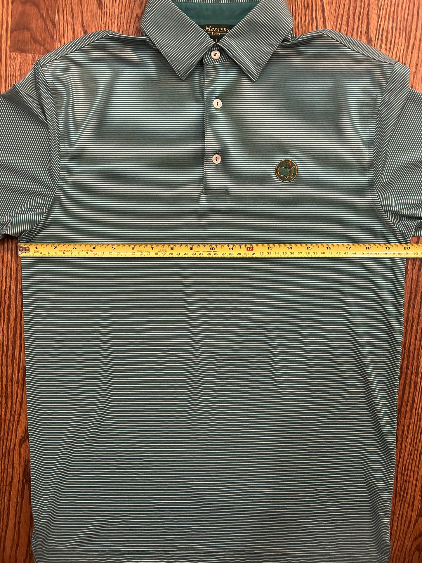 Men’s Small Masters 1934 Berckmans Place Green Striped Performance Golf Polo