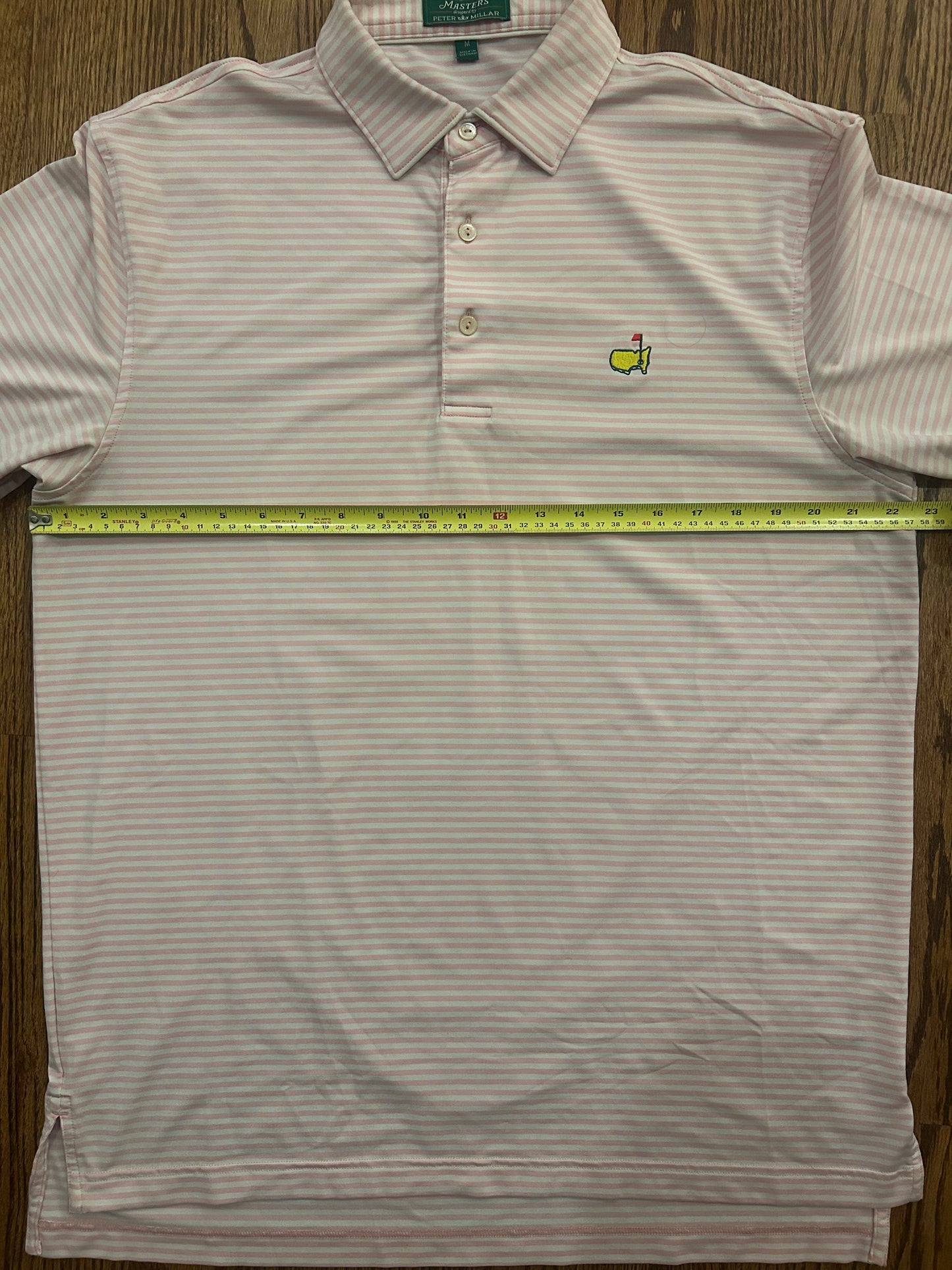 Men’s Medium Masters Peter Millar Pink Striped Performance Polo Augusta National