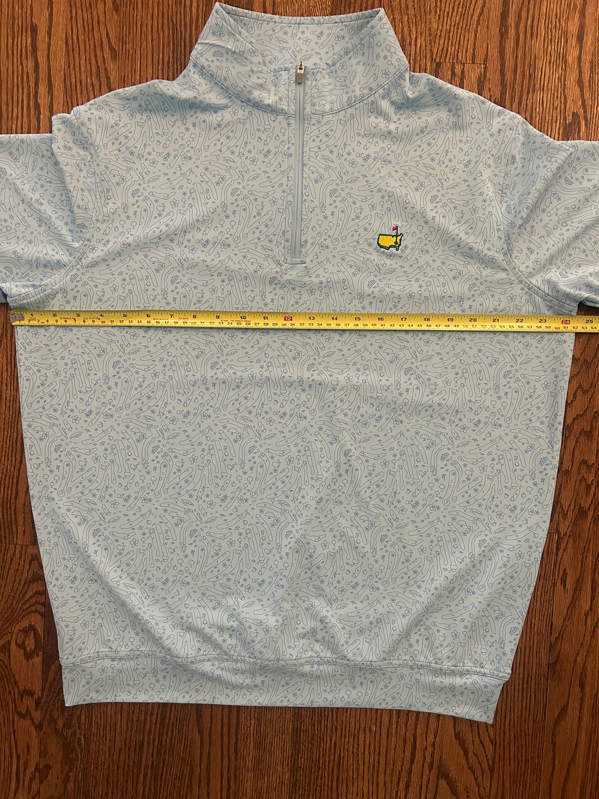 Men’s Large Masters Peter Millar Light Blue Course Layout Quarter Zip Pullover