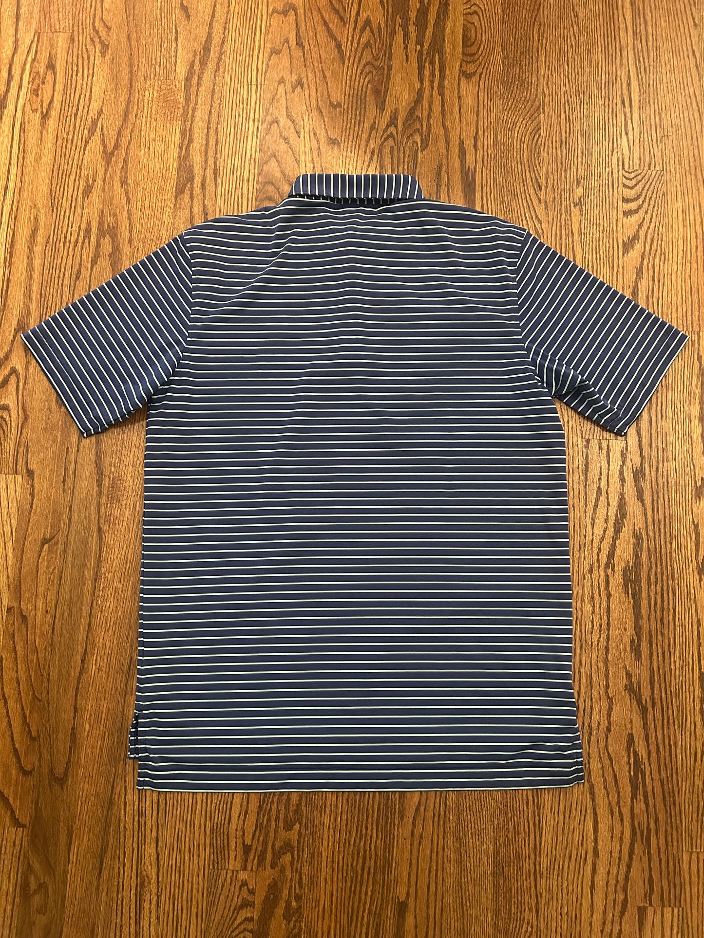 Men’s Medium Masters Peter Millar Augusta National Navy Blue Striped Performance Golf Polo