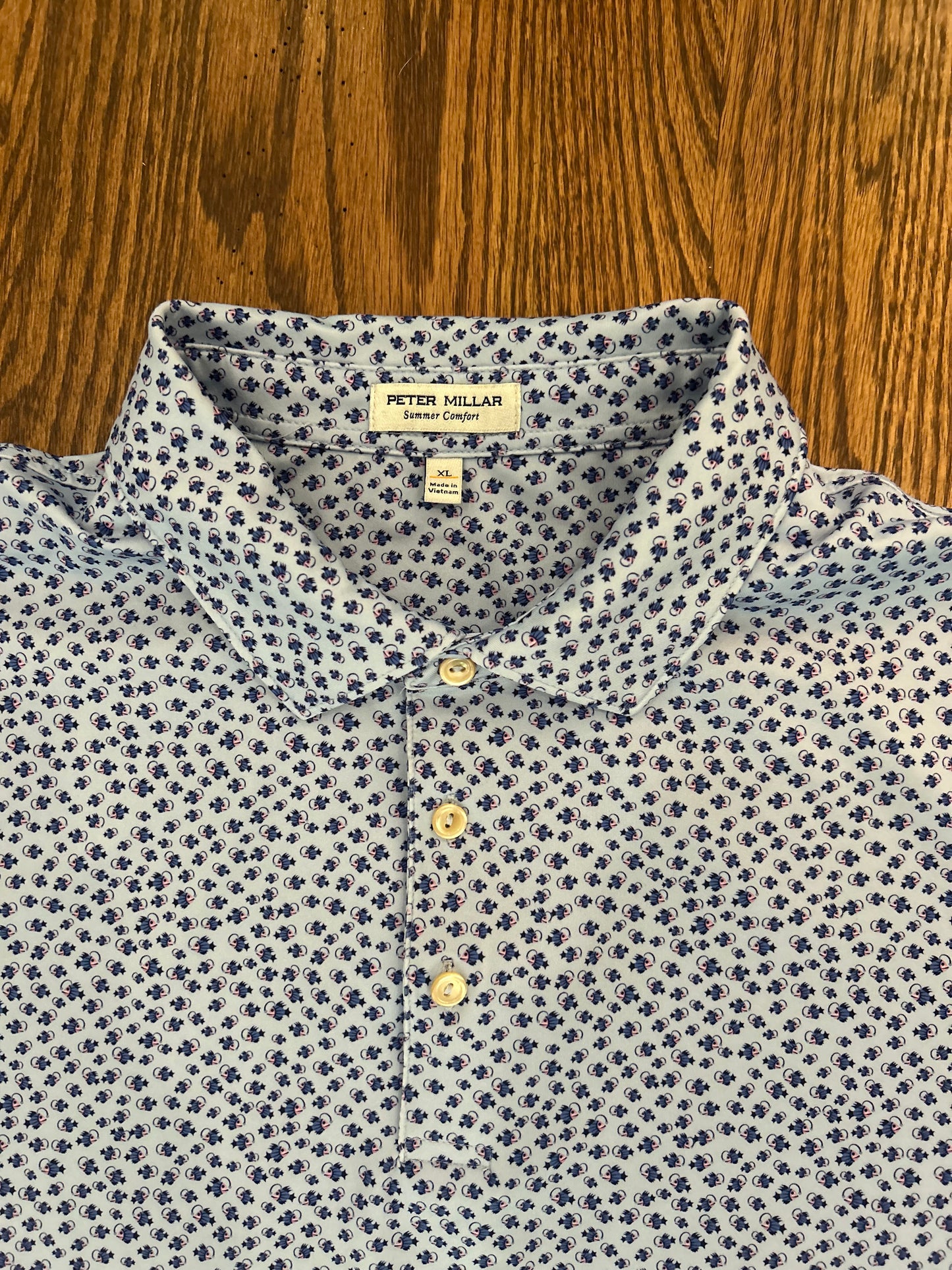 Men’s XL Peter Millar Summer Comfort Performance Golf Polo Fish Print