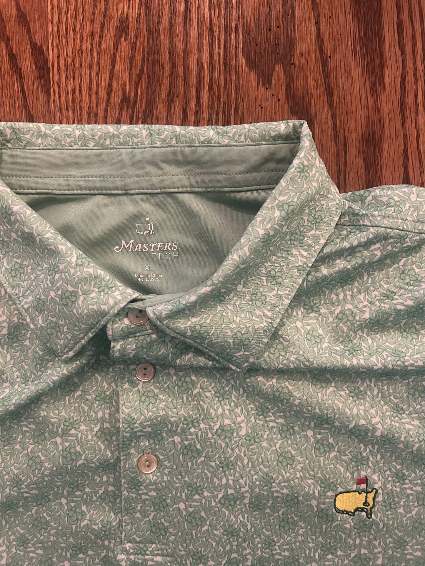 Men’s XL Masters Tech Green Floral Polo