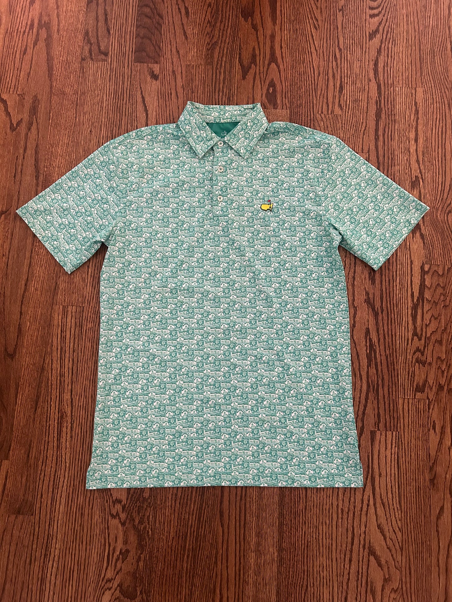 Men’s Small Masters Tech Green Graphic Polo