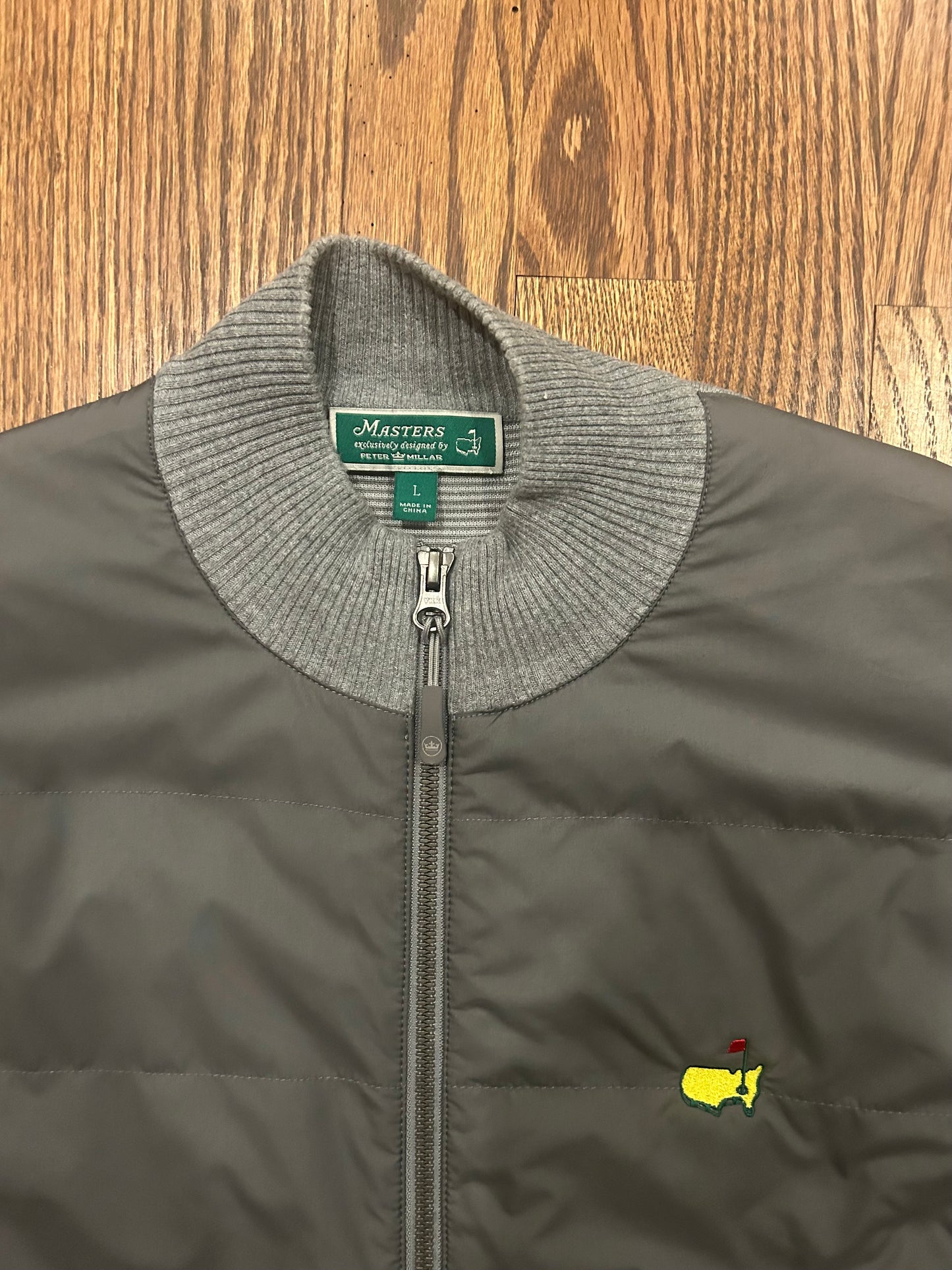 Men’s Large Masters Peter Millar Gray Full Zip Golf Sweater Augusta National
