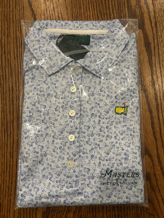 Women’s Large Masters Peter Millar Blue Floral Polo