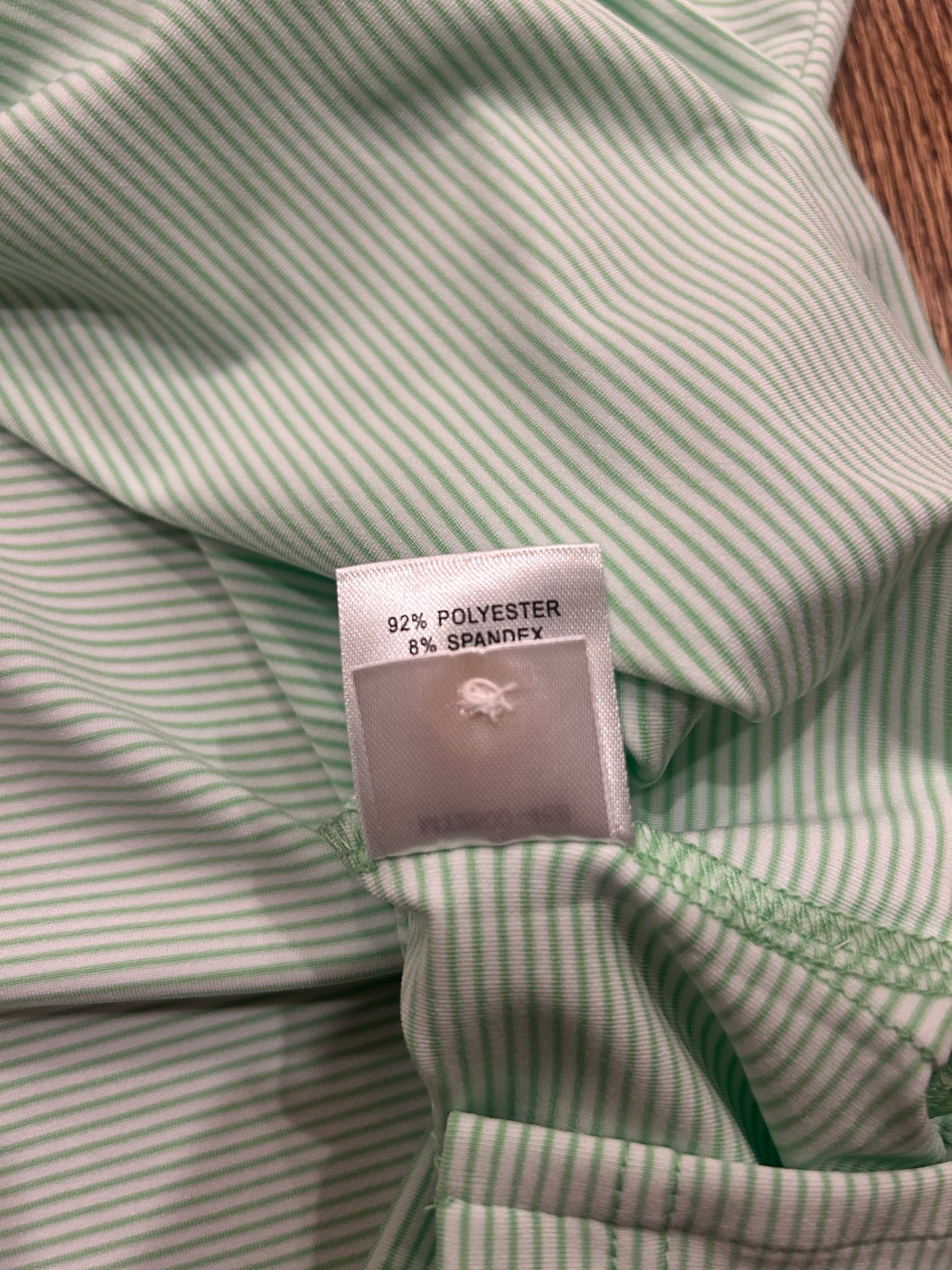 Men’s Small Masters Tech Green Striped Polo
