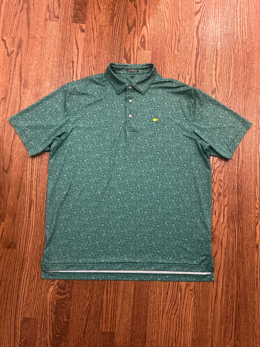 Men’s XL Masters Peter Millar Green AOP Print Golf Polo Augusta National