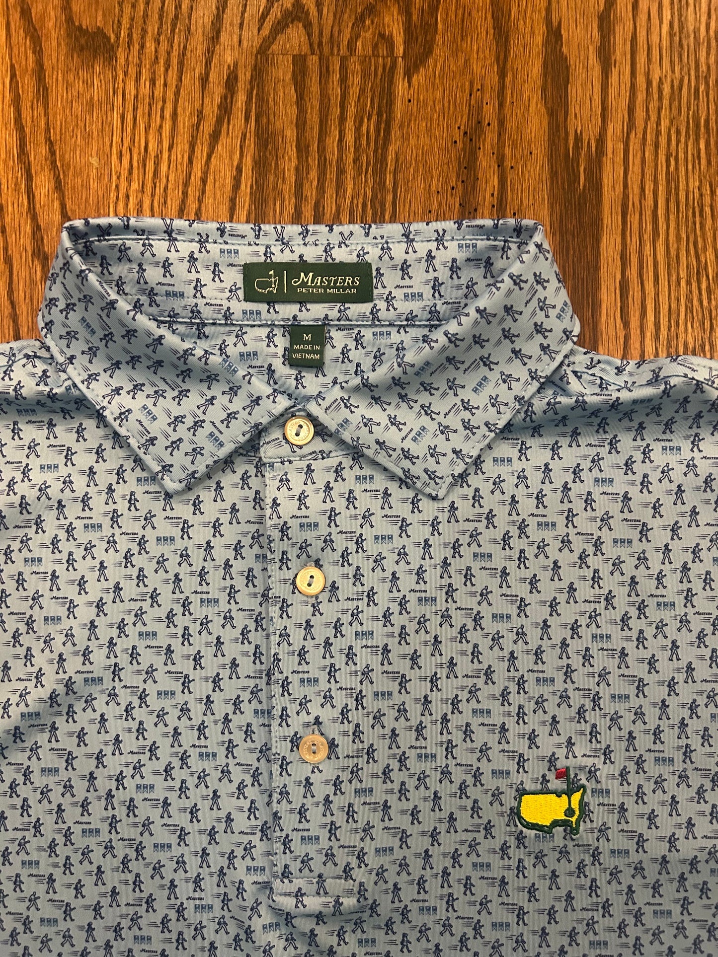 Men’s Medium Masters Peter Millar Augusta National Blue Walking Patrons Golf Polo
