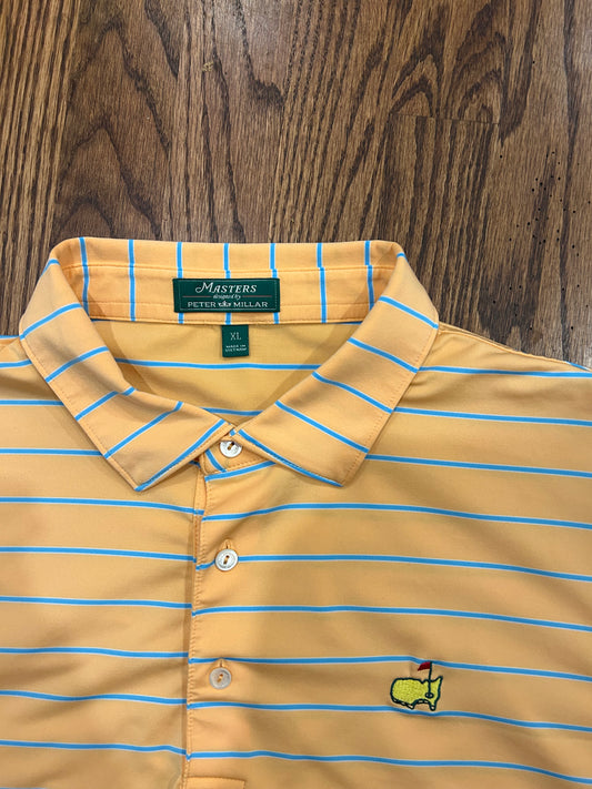 Men’s Large Masters Peter Millar Orange Striped Polo
