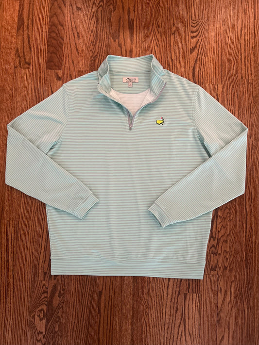Men’s Large Masters Peter Millar Green Striped Quarter Zip Pullover