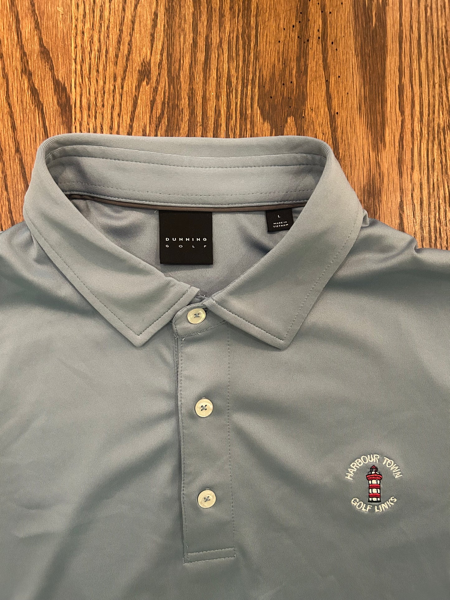 Men’s Large Dunning Harbour Town Light Blue Performance Golf Polo