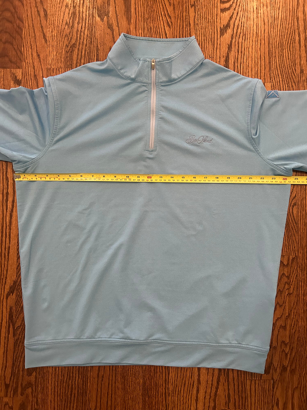 Men’s Large Peter Millar Sea Island Light Blue Performance Golf Quarter Zip