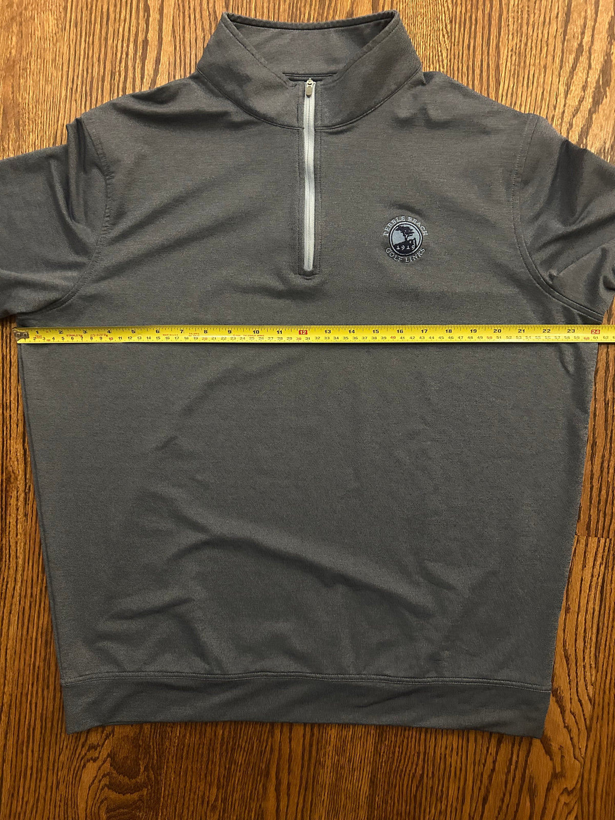 Men's Large Peter Millar Pebble Beach Golf Links Gray Quarter Zip Pullover