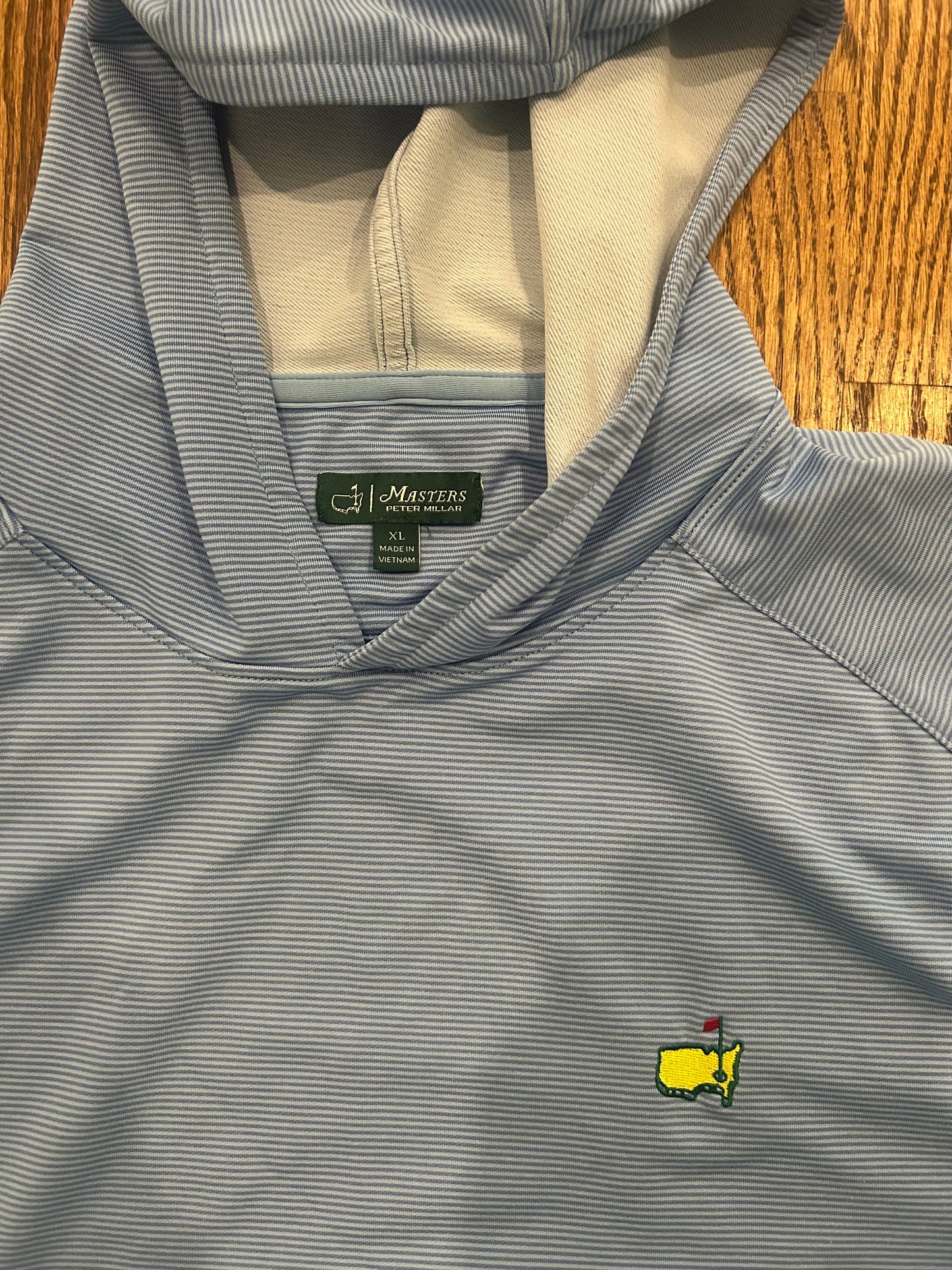 Men’s XL Masters Peter Millar Blue Striped Performance Golf Hoodie