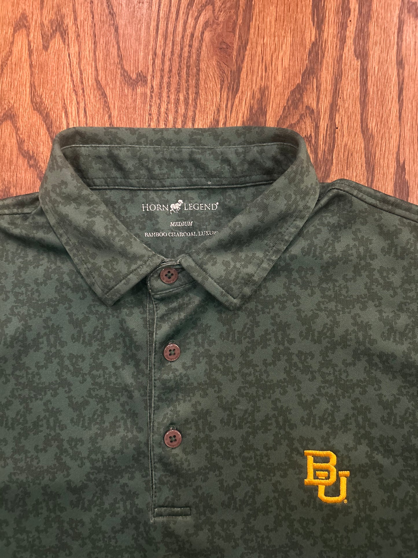 Men’s Medium Horn Legend Baylor Bears Green University Bamboo Comfort Performance Polo
