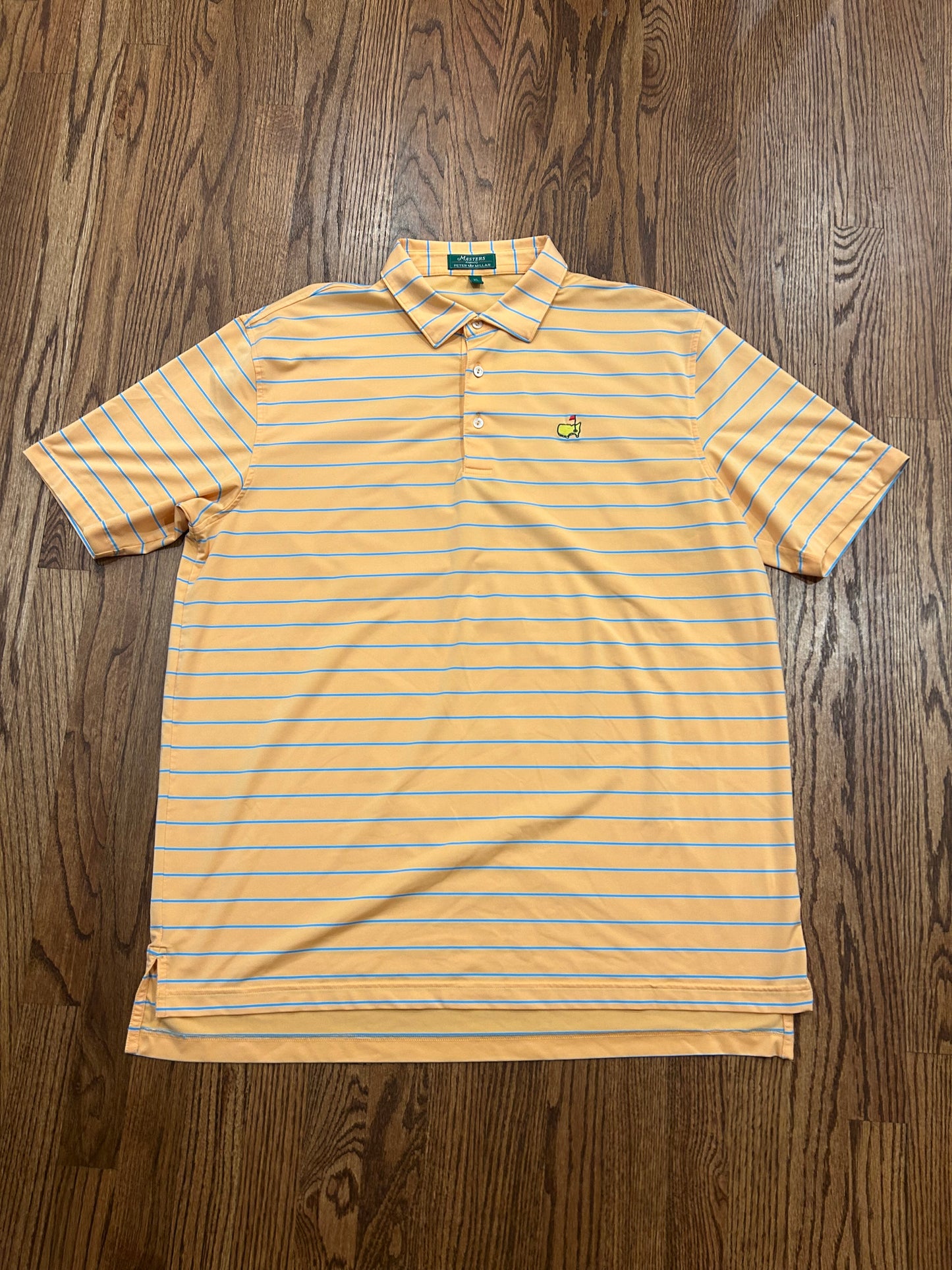 Men’s Large Masters Peter Millar Orange Striped Polo