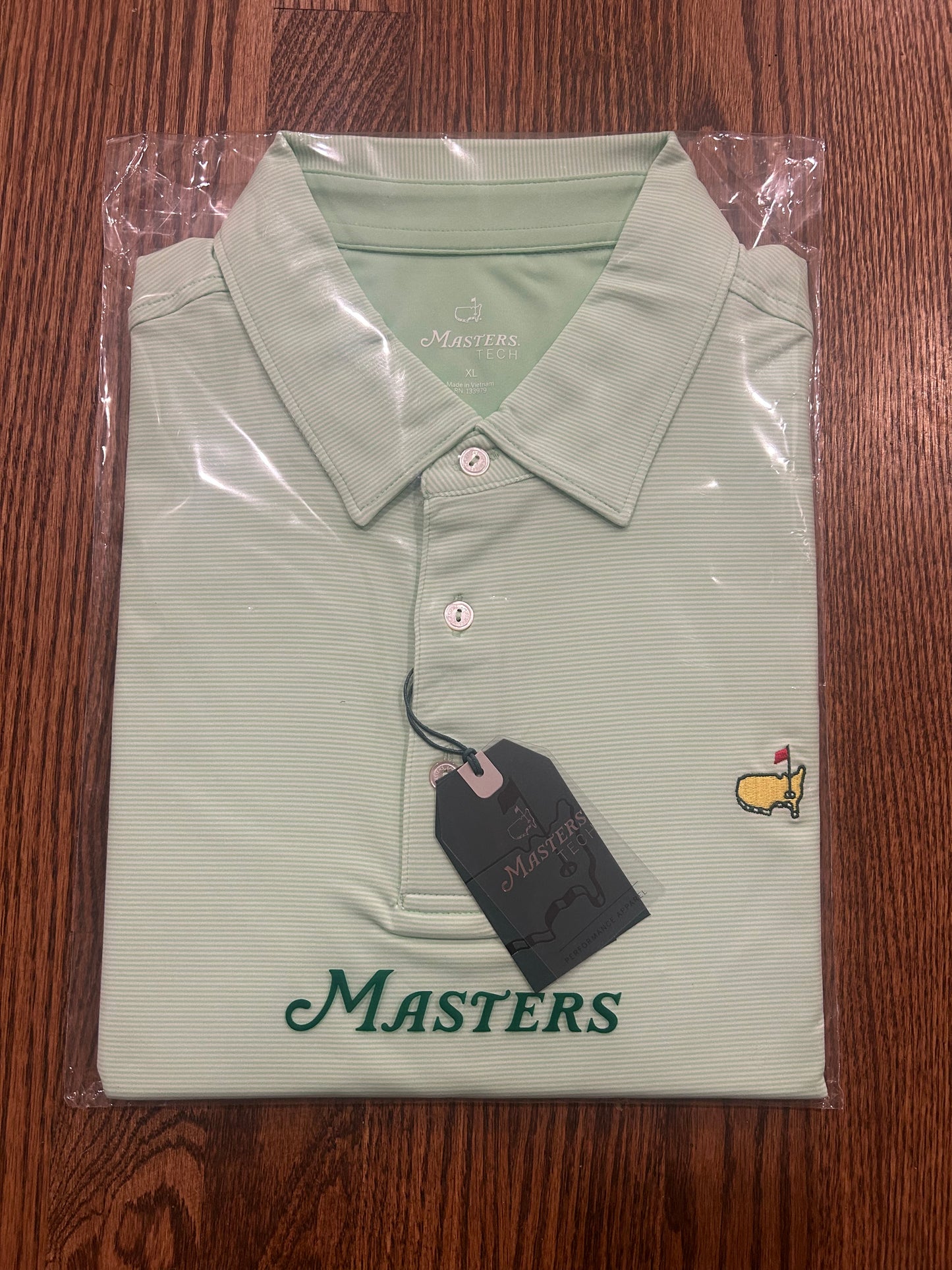 Men’s XL Masters Tech Green Striped Polo