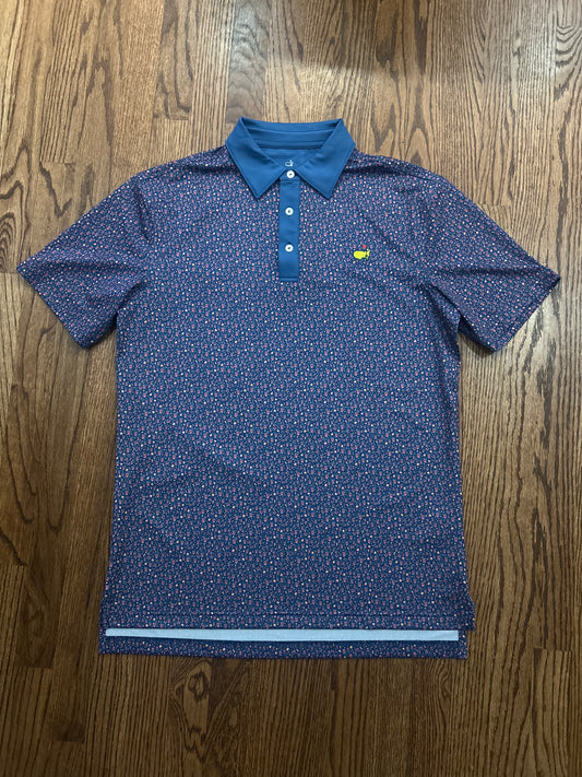 Men’s Small Masters Tech Navy Purple Drinks Graphic Performance Golf Polo Angc