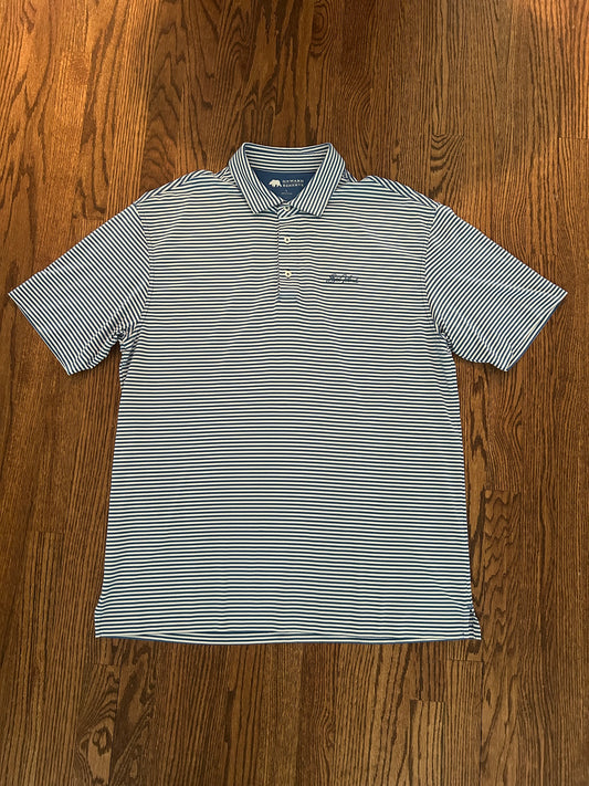 Men’s Large Onward Reserve Sea Island Golf Blue Striped Polo