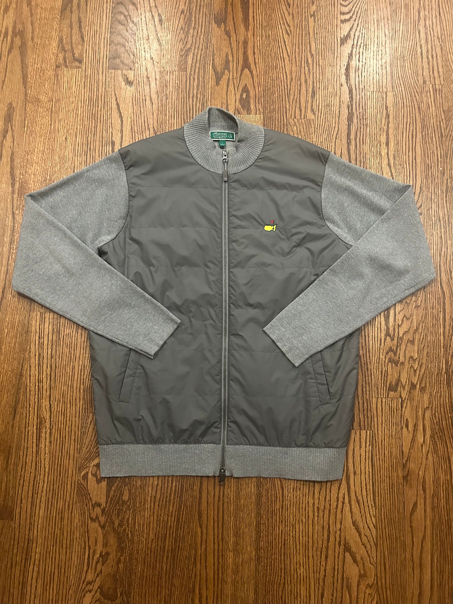 Men’s Large Masters Peter Millar Gray Full Zip Golf Sweater Augusta National