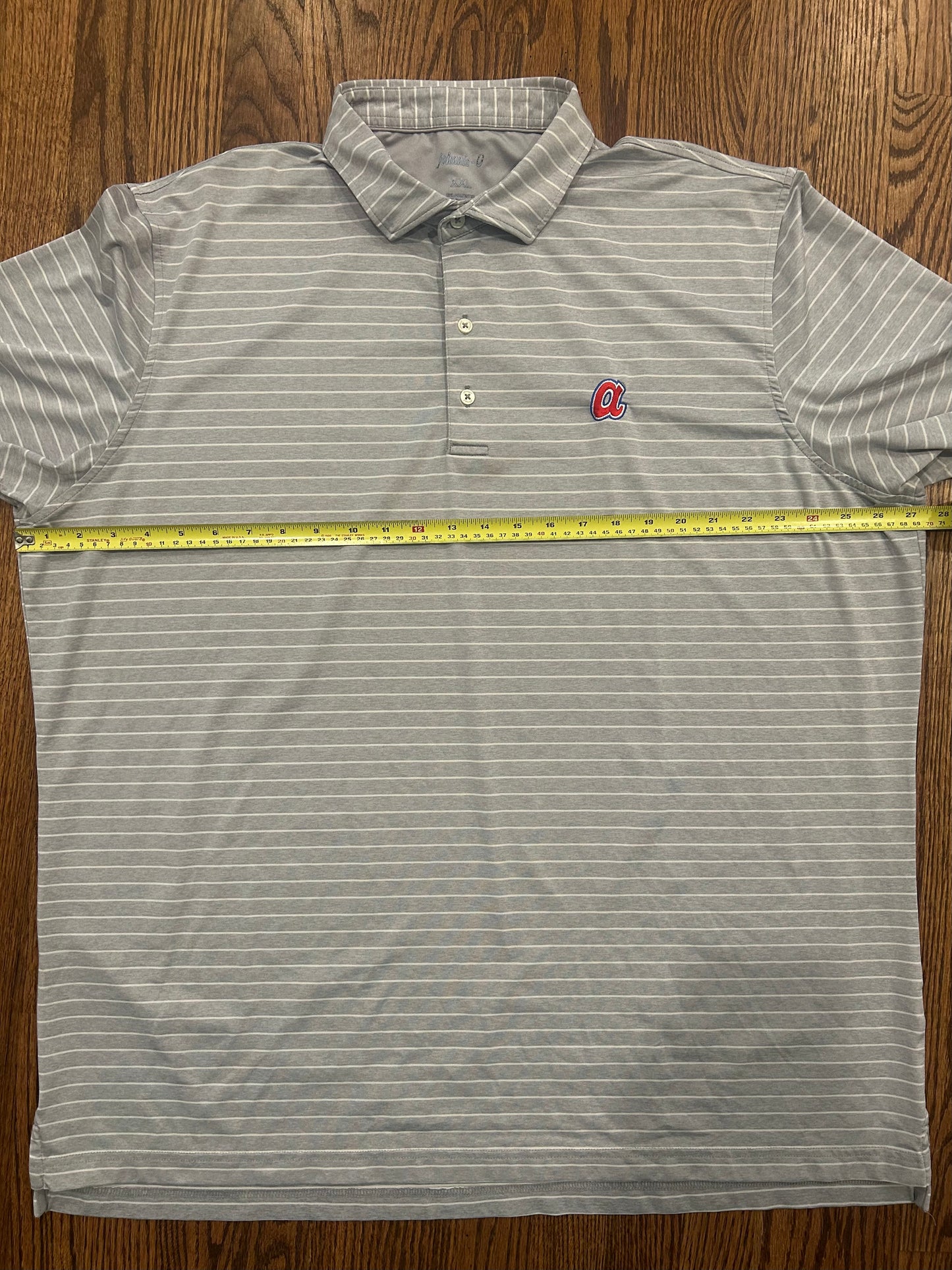 Men’s 2XL Johnnie O Atlanta Braves Performance Golf Polo Gray