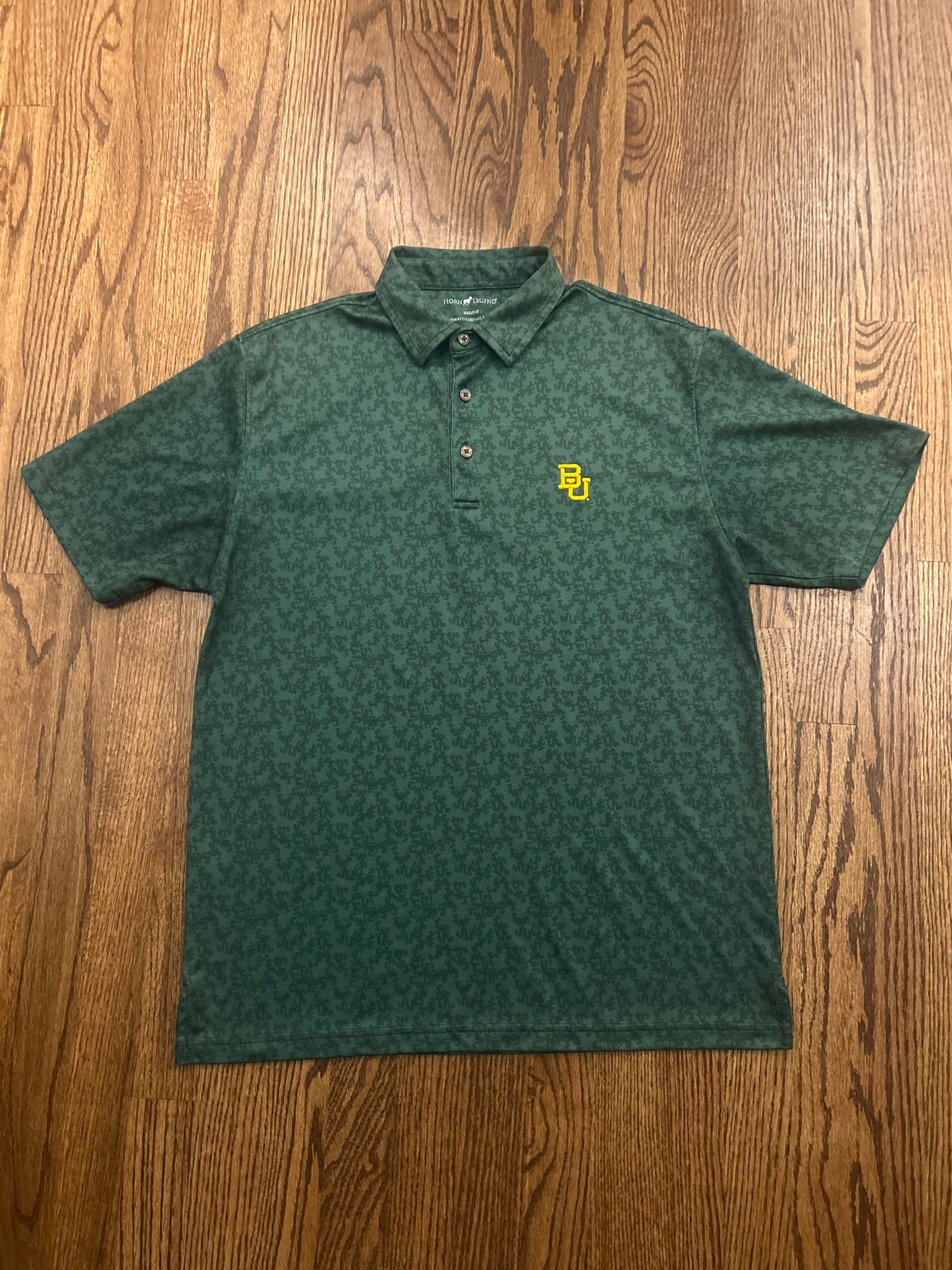 Men’s Medium Horn Legend Baylor Bears Green University Bamboo Comfort Performance Polo