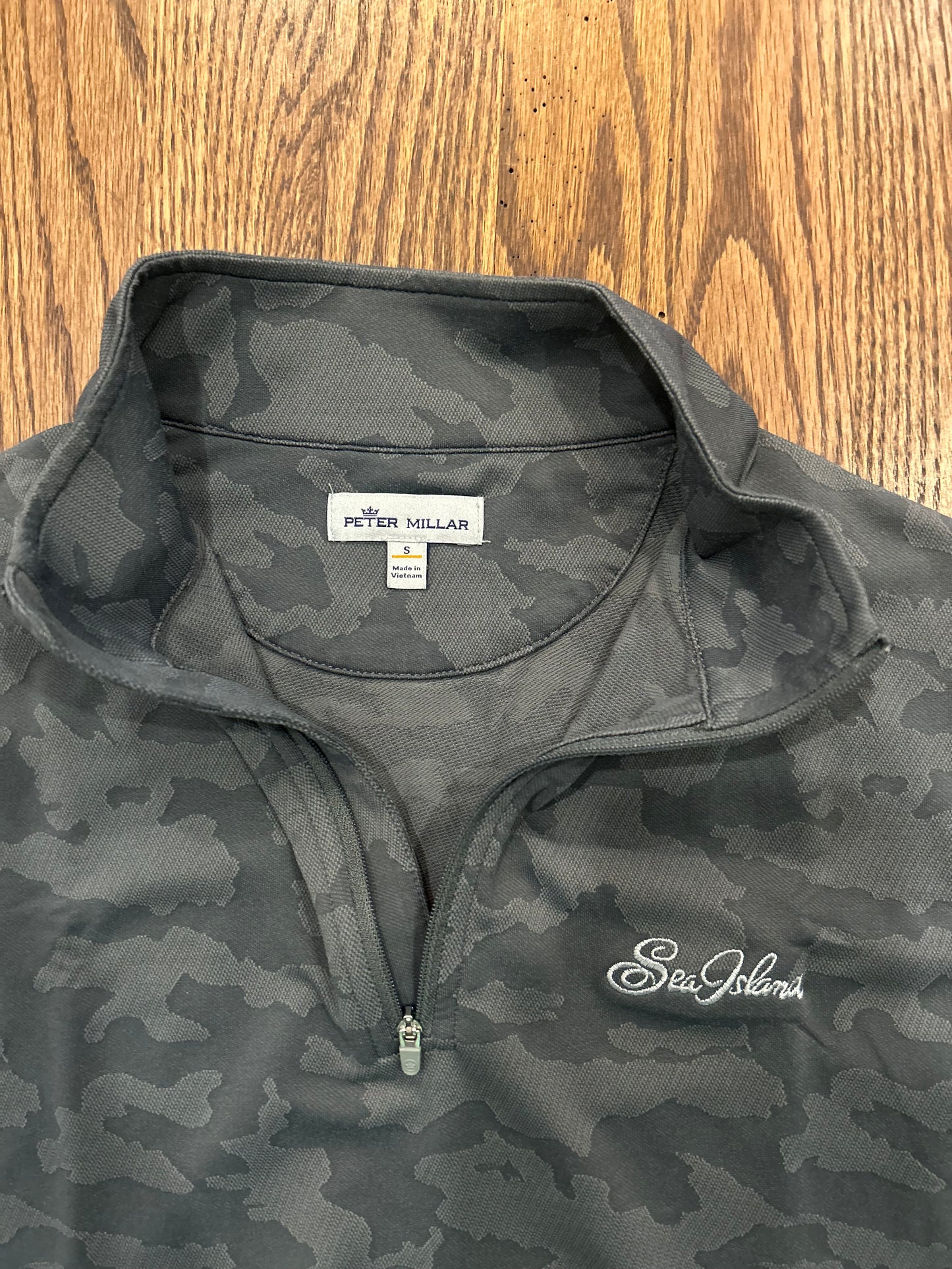Men’s Small Peter Millar Sea Island Golf Gray Camp Performance Quarter Zip