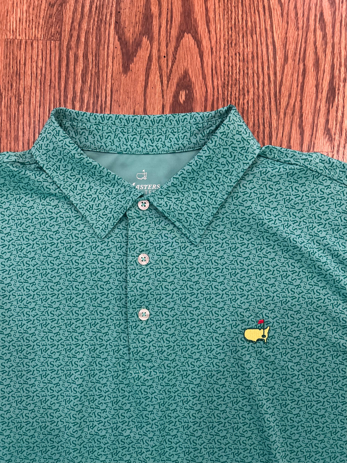 Men’s XL Masters Tech Green Graphic Letter Performance Golf Polo