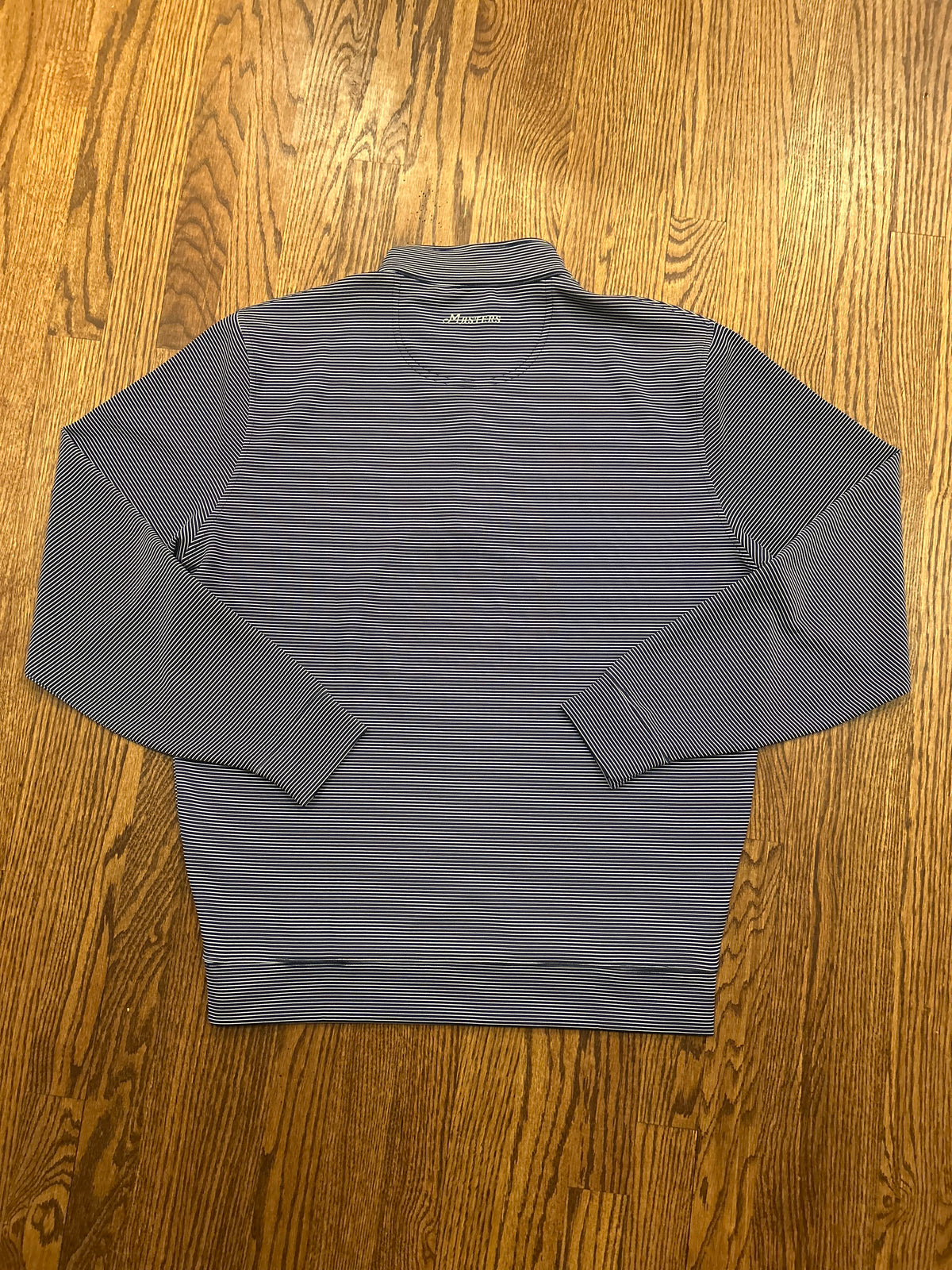 Men’s Large Masters Tech Navy White Striped Performance Golf Quarter Zip