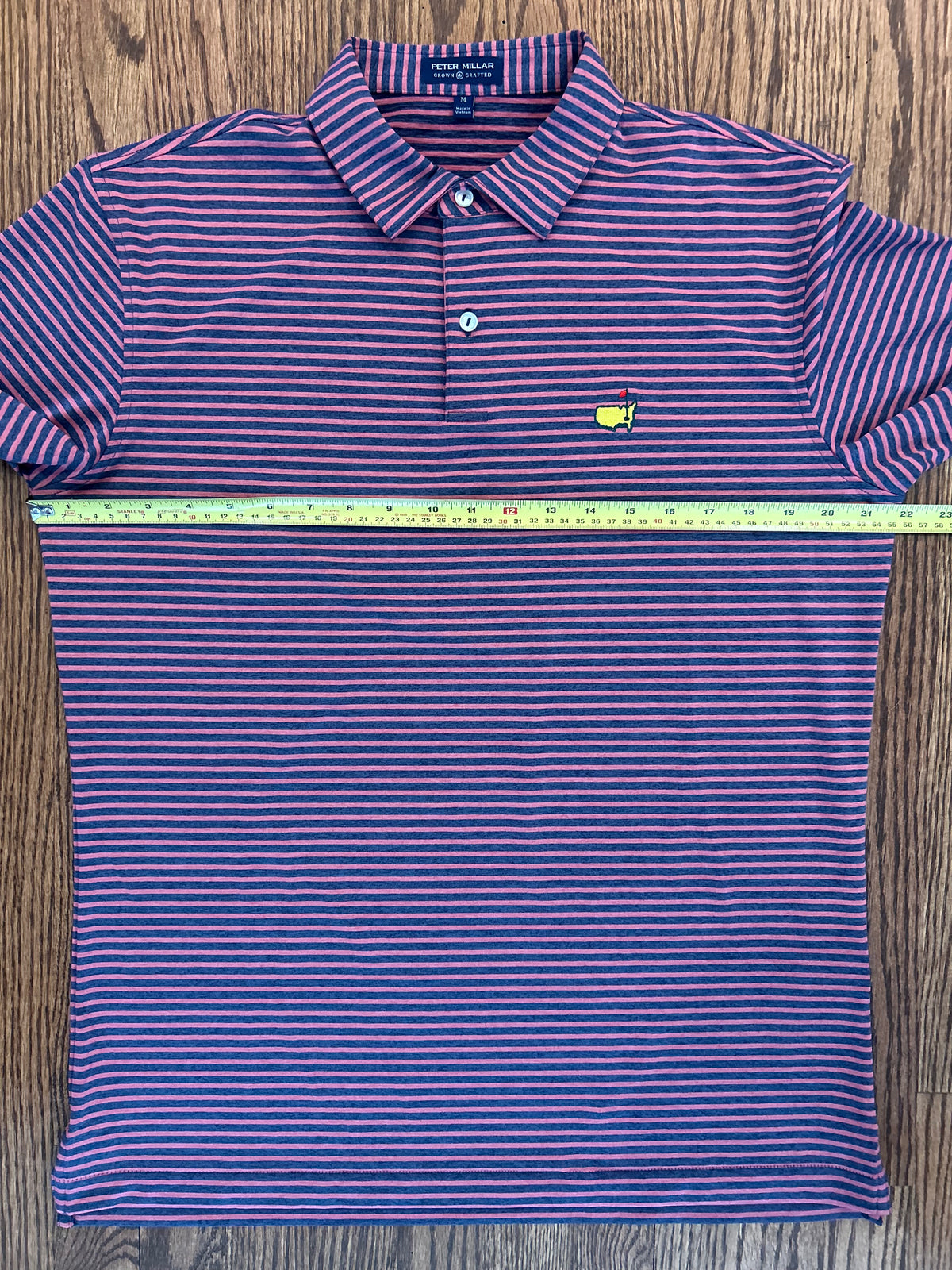 Men’s Medium Masters Peter Millar Purple Striped Crown Crafted Golf Polo