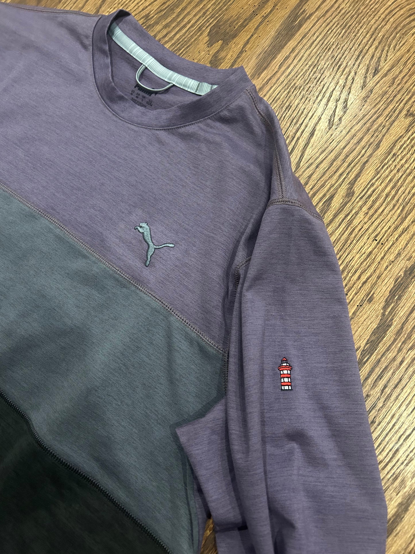 Men’s Medium PUMA Harbour Town Golf Links Purple Colorblock Long sleeve Crewneck
