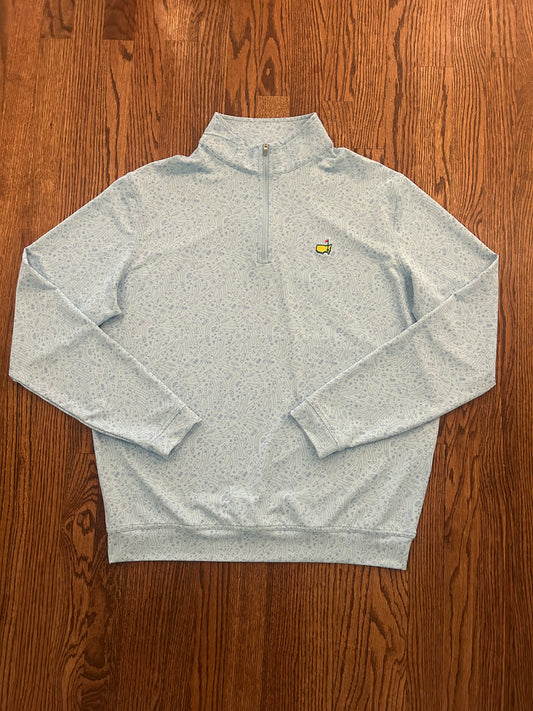 Men’s Large Masters Peter Millar Light Blue Course Layout Quarter Zip Pullover