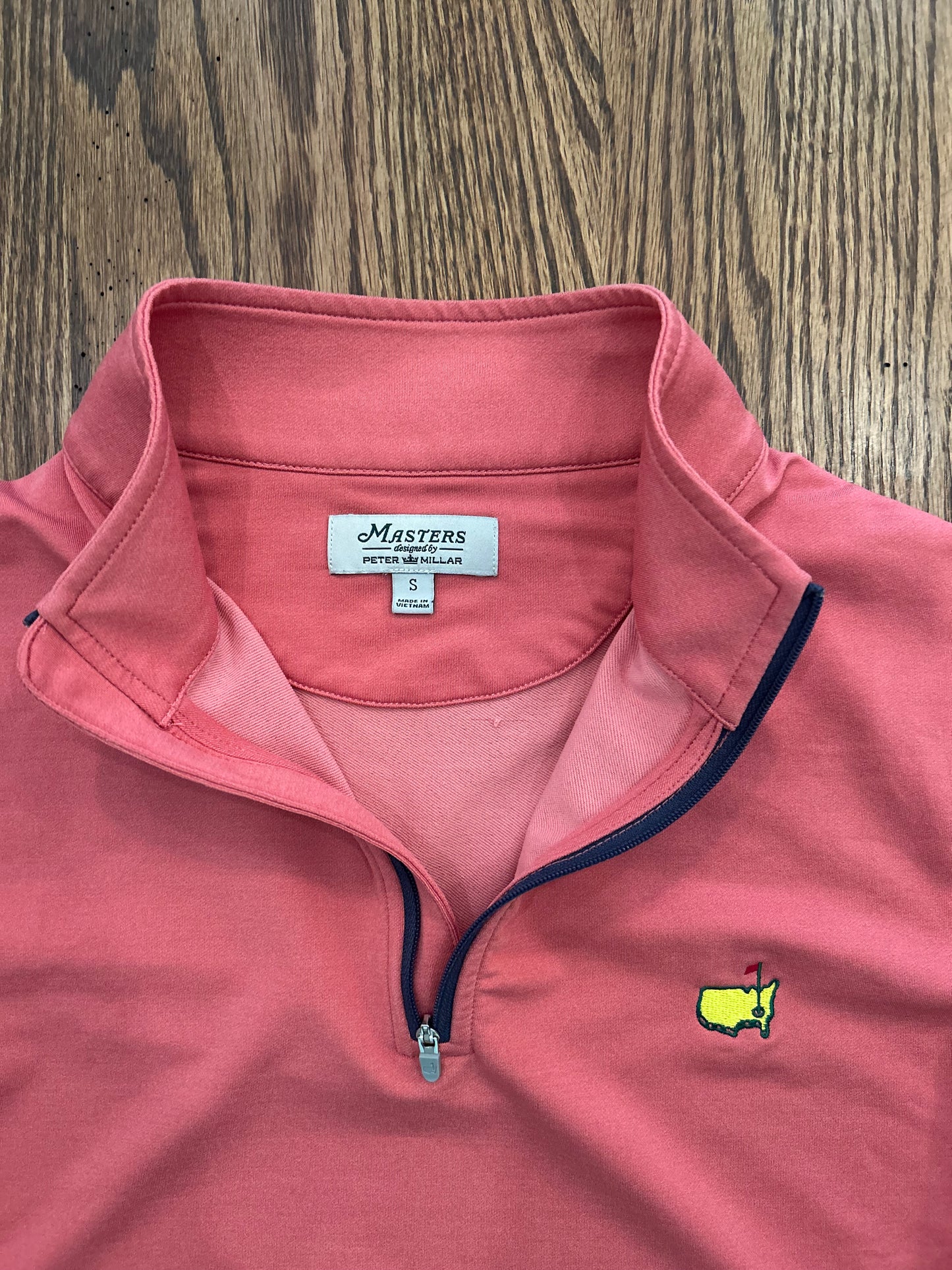 Men’s Small Masters Peter Millar Coral Performance Golf Quarter Zip
