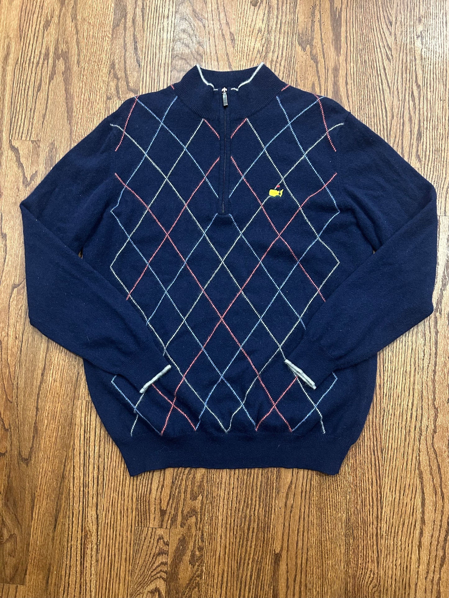 Men’s Large Masters Clubhouse Collection 100% Cashmere Quarter Zip Sweater