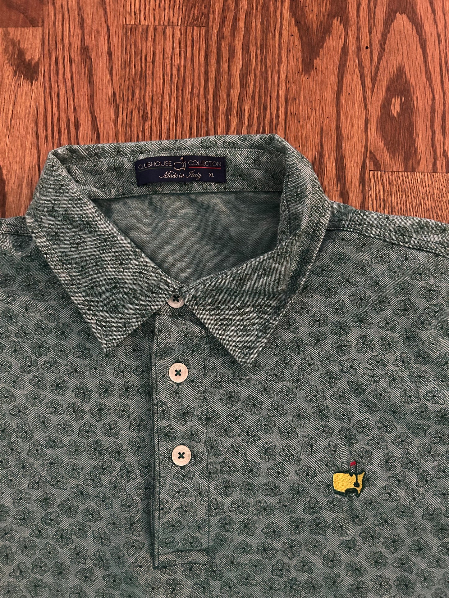 Men’s XL Masters Clubhouse Collection Green Floral Cotton Polo
