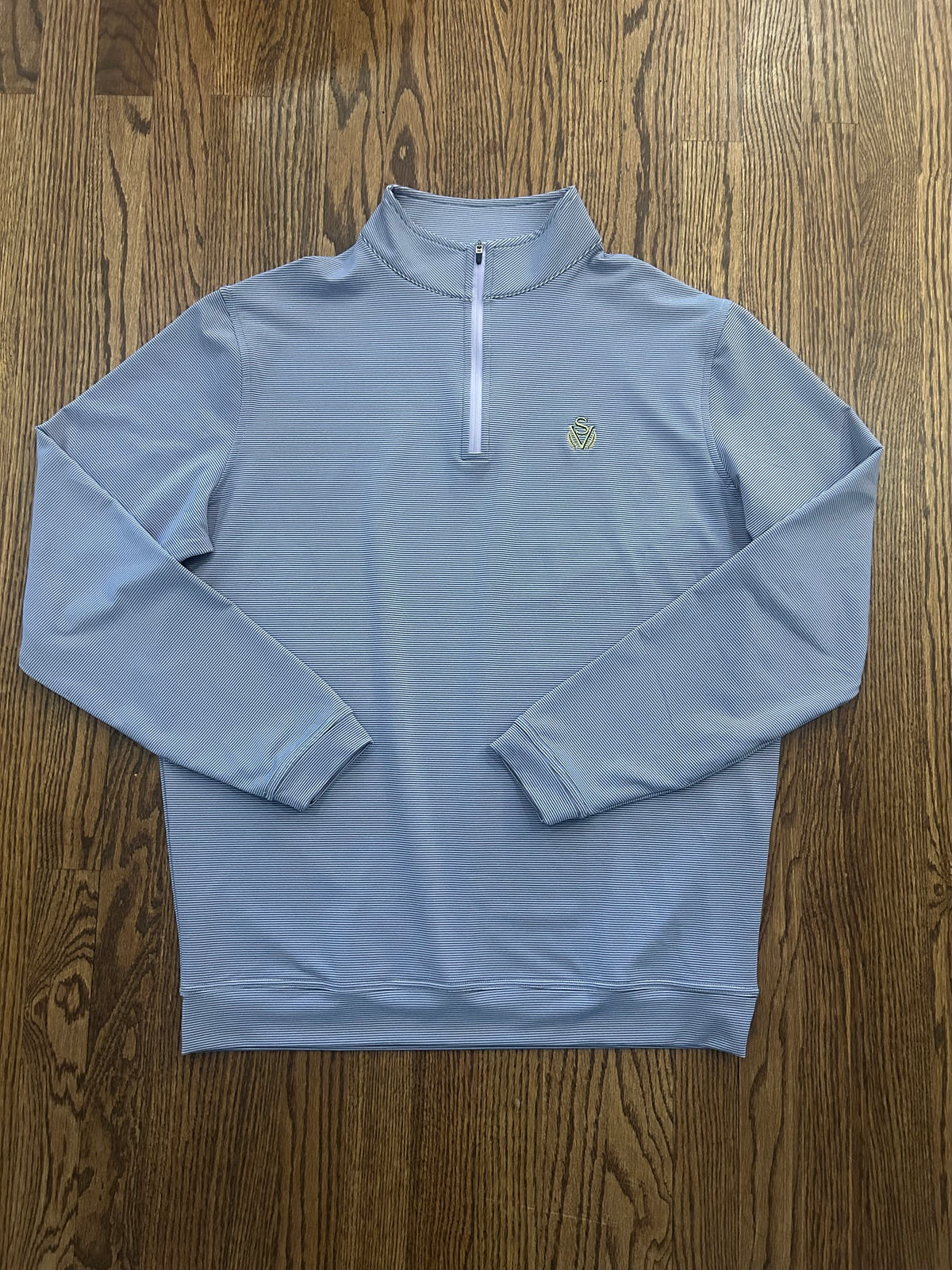 Peter Millar Sage Valley Golf Club Purple Striped Quarter Zip Pullover Large Men