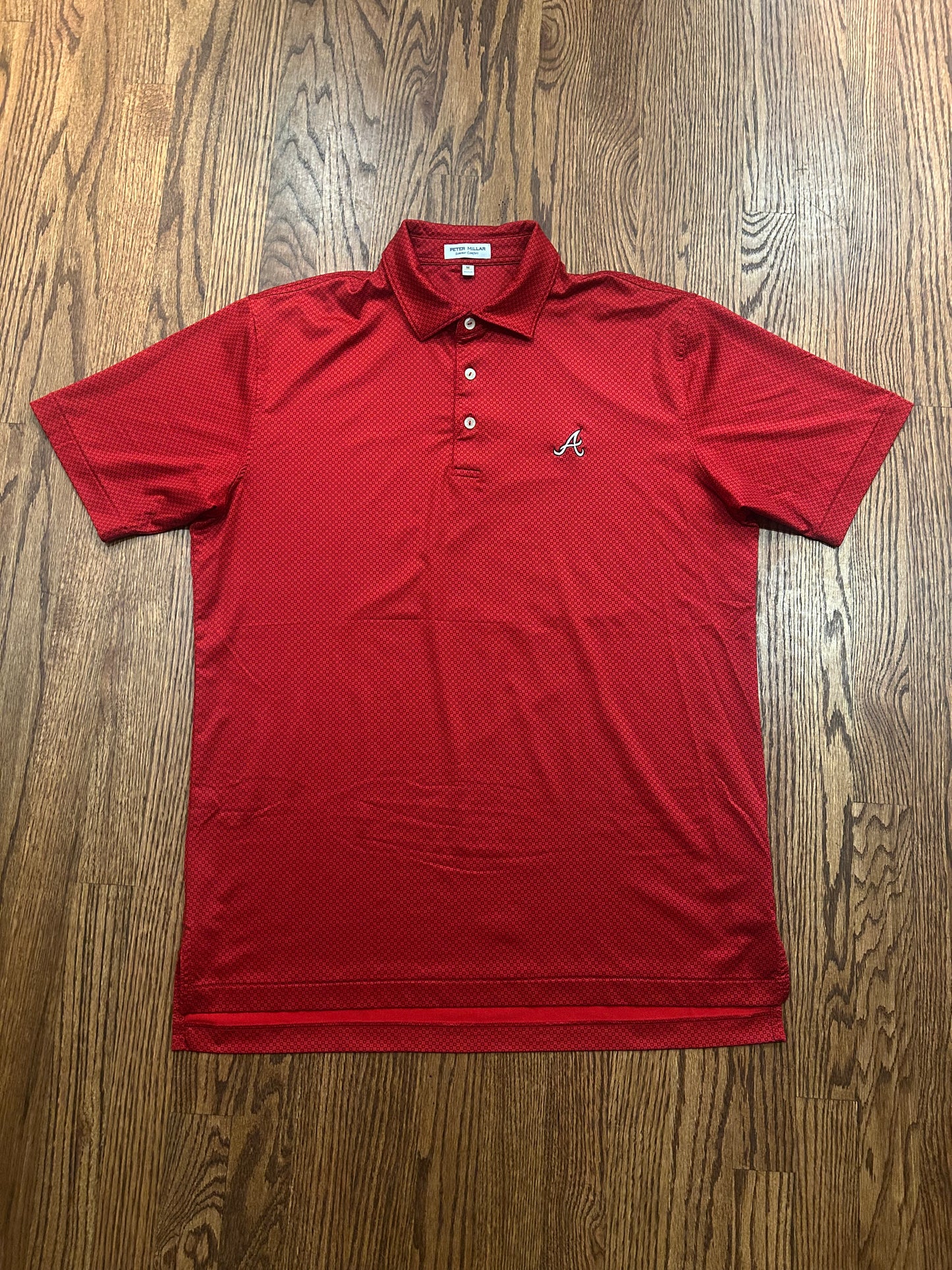 Men’s Medium Peter Millar Atlanta Braves MLB Baseball Red Performance Polo Golf Shirt