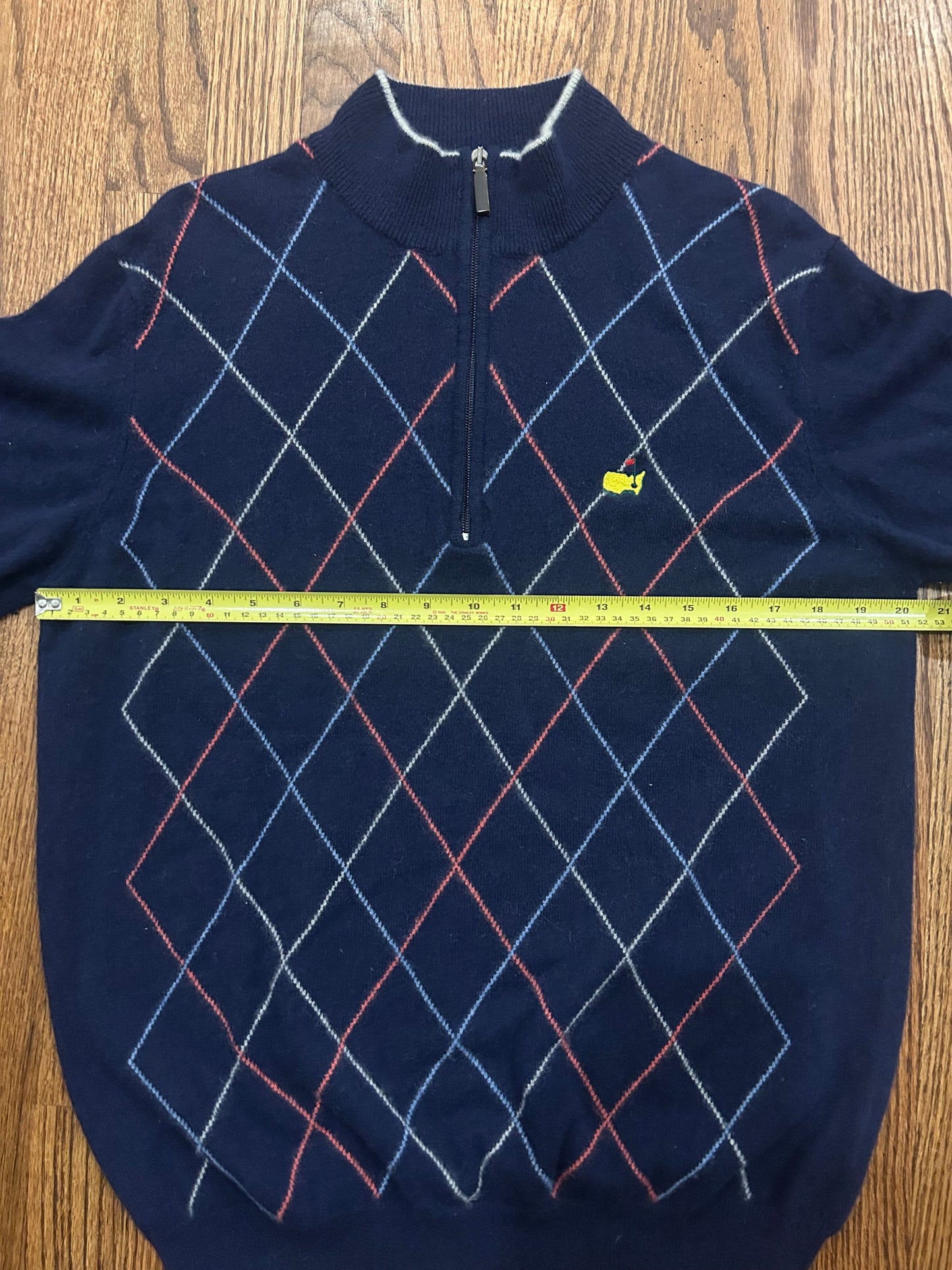 Men’s Large Masters Clubhouse Collection 100% Cashmere Quarter Zip Sweater