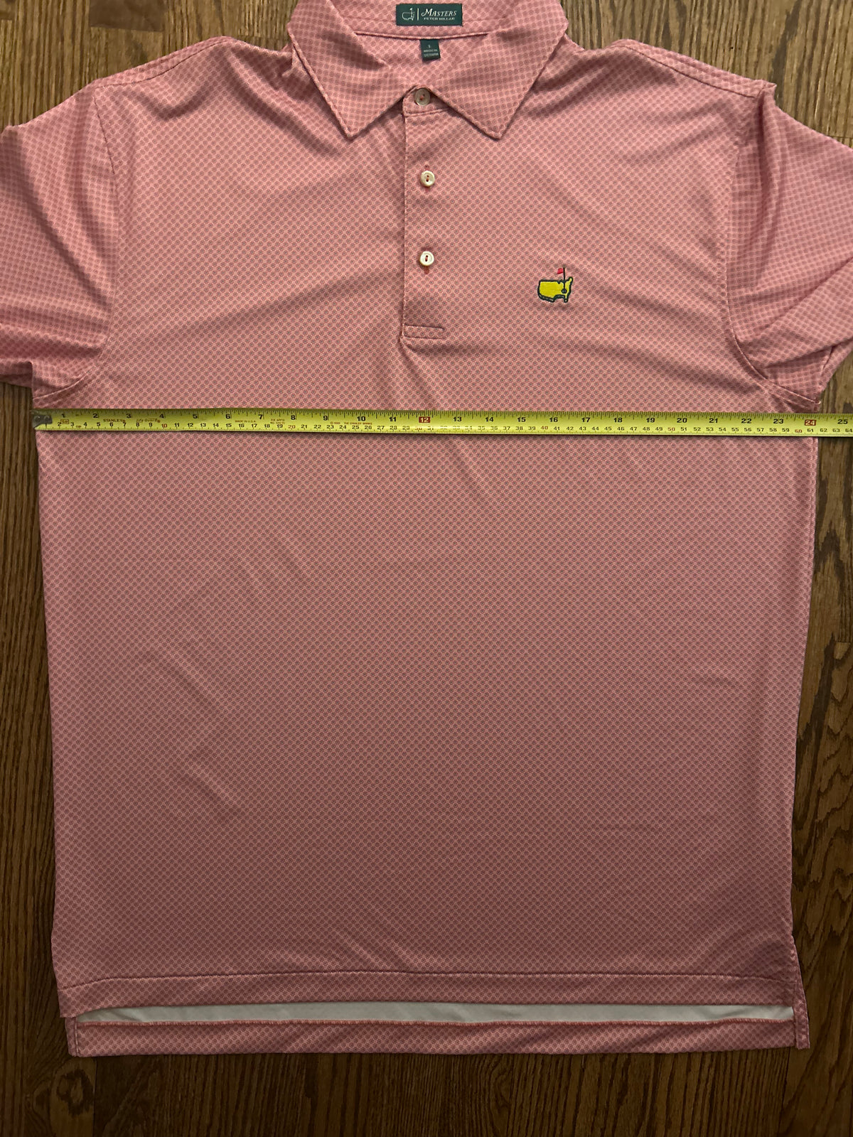 Men’s Large Masters Peter Millar Pink Geometric Performance Golf Polo