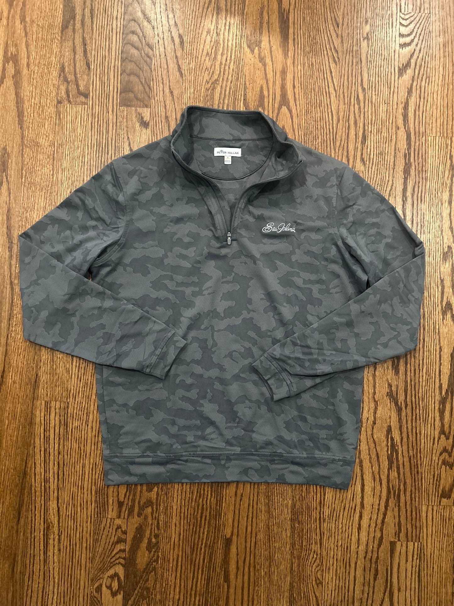 Men’s Small Peter Millar Sea Island Golf Gray Camp Performance Quarter Zip